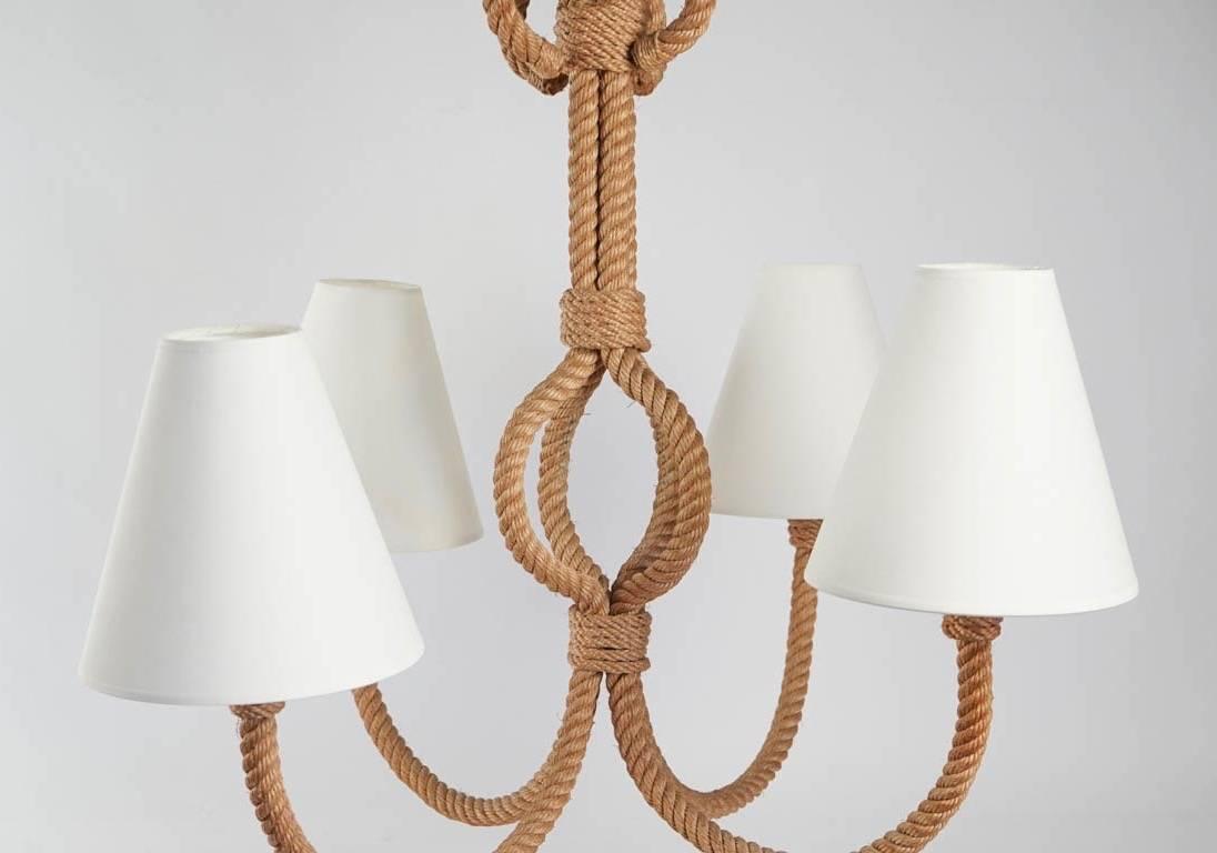 Mid-20th Century 1950s Audoux & Minet Rope Chandelier