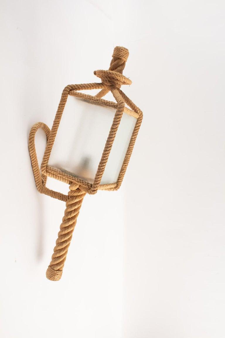 1950s Audoux & Minet Rope Wall Lantern In Good Condition In Saint-Ouen, FR