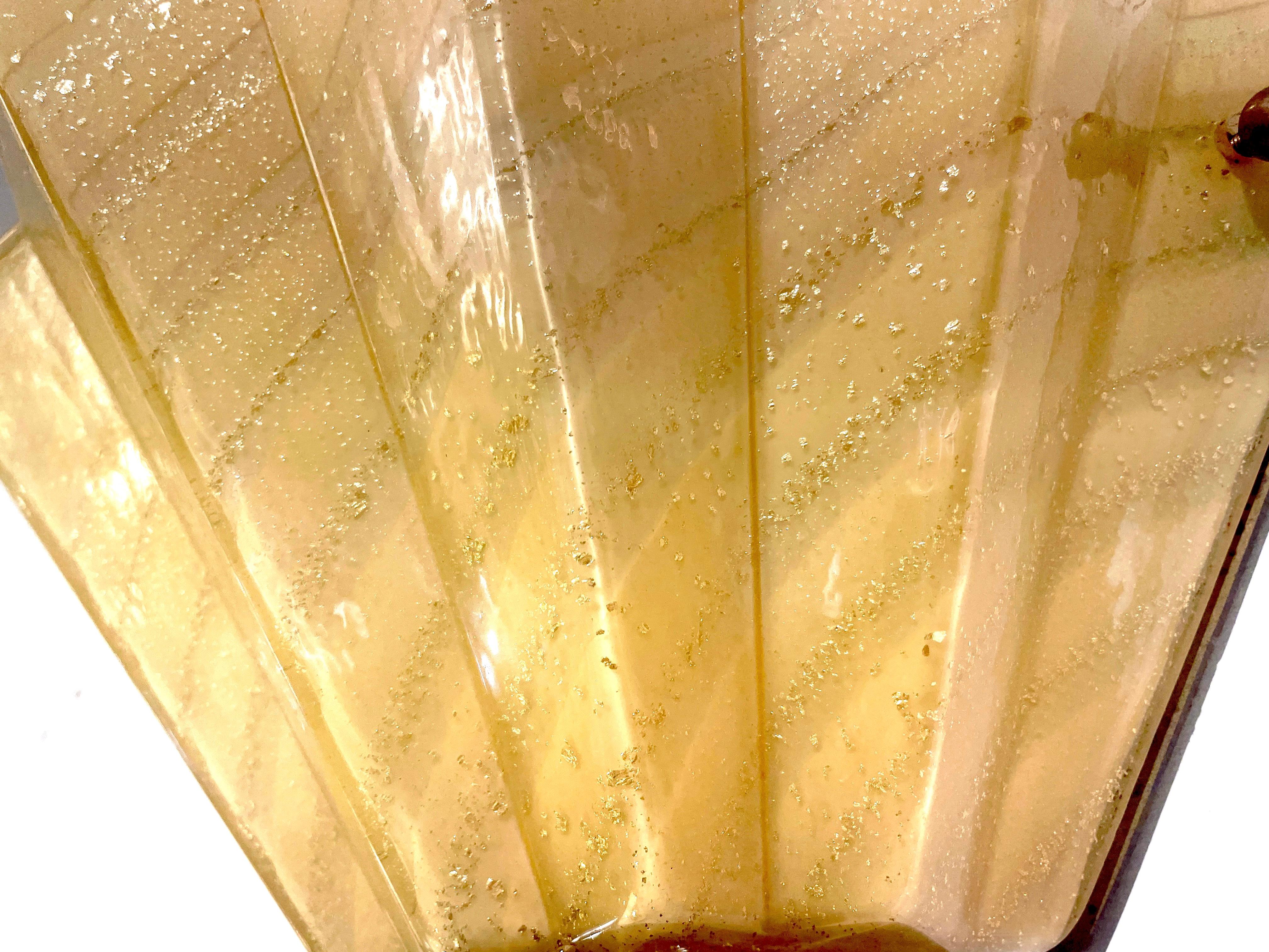 Ein Paar goldene fächerförmige Muranoglas-Wandleuchter von Aureliano Toso aus den 1950er Jahren 7