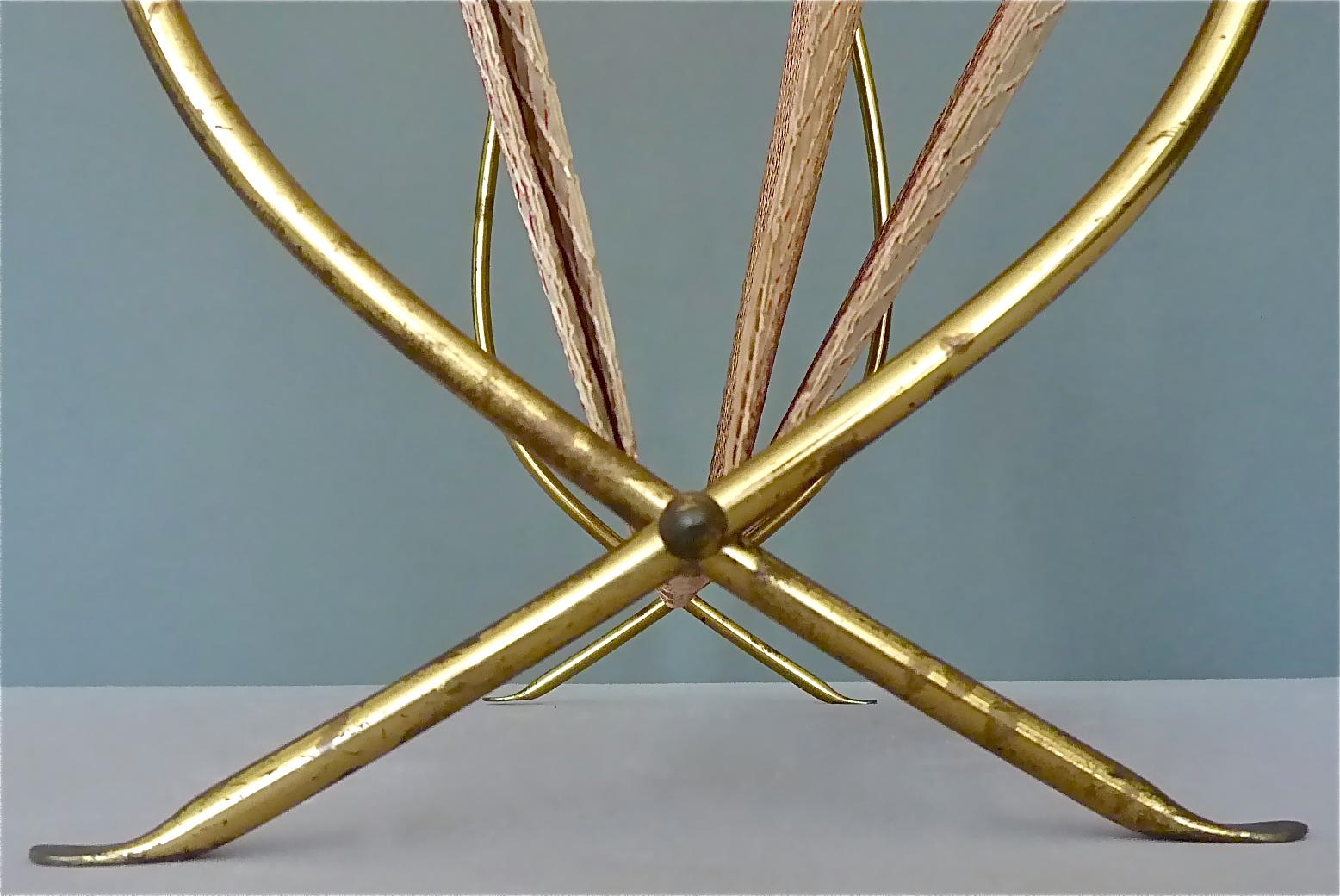 1950s Austrian Modernist Magazine Rack Brass Bamboo, Josef Frank, Auböck Style For Sale 5