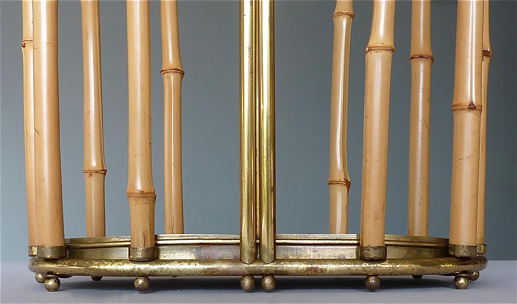 1950s Austrian Modernist Umbrella Stand Brass Bamboo, Josef Frank, Auböck Style For Sale 6