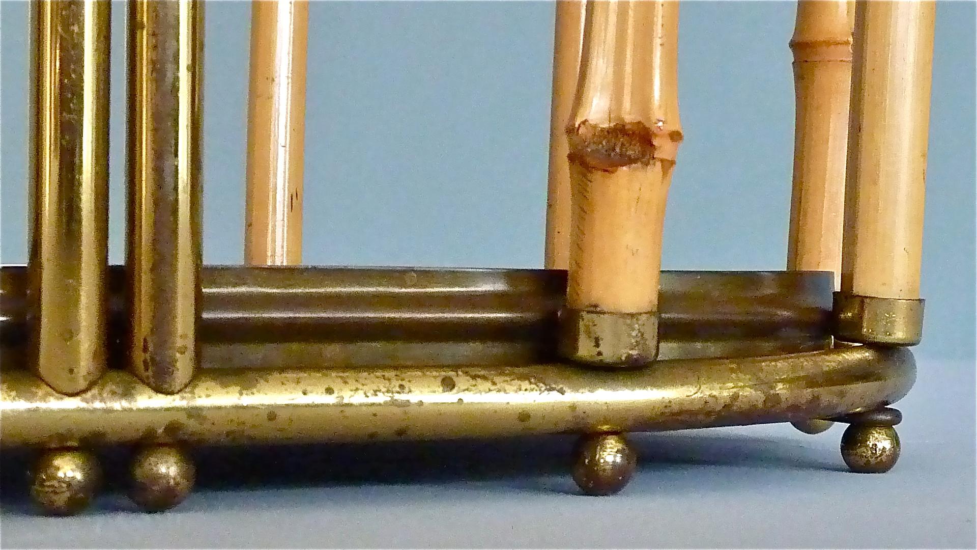1950s Austrian Modernist Umbrella Stand Brass Bamboo, Josef Frank, Auböck Style 7