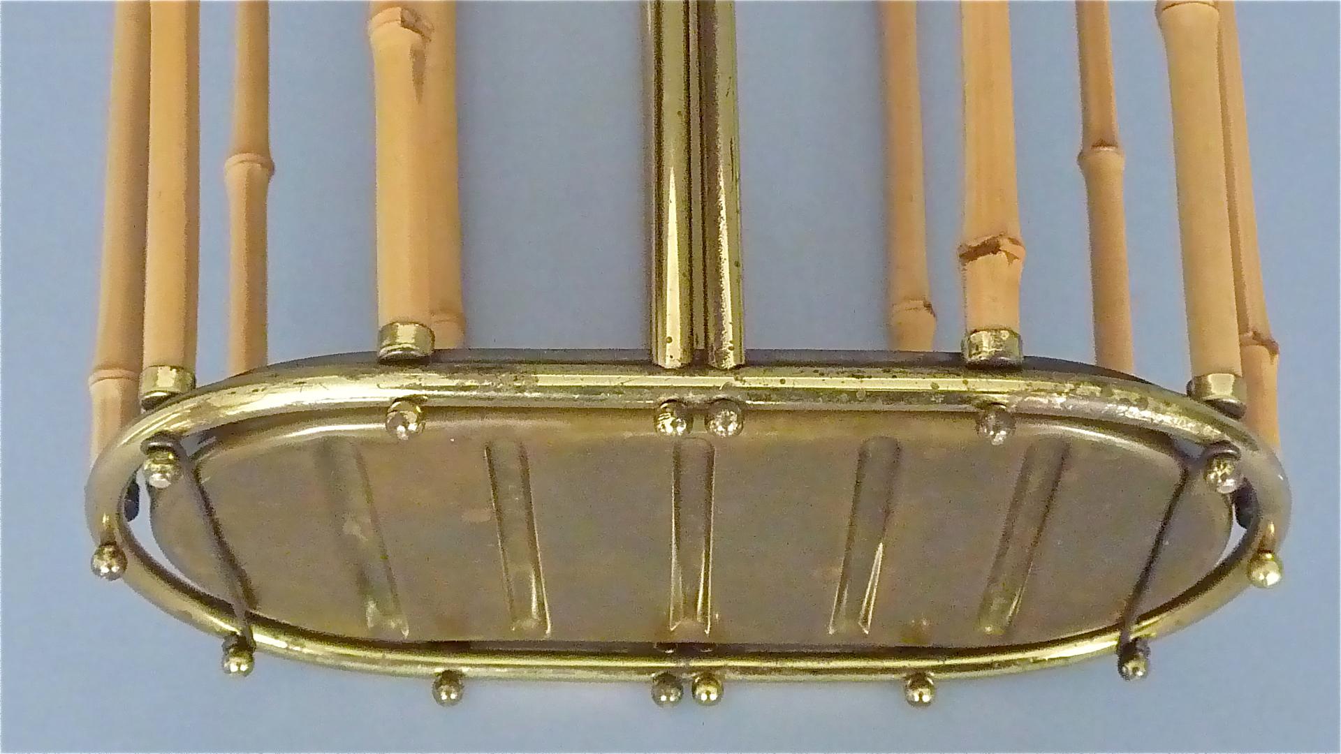 1950s Austrian Modernist Umbrella Stand Brass Bamboo, Josef Frank, Auböck Style 8
