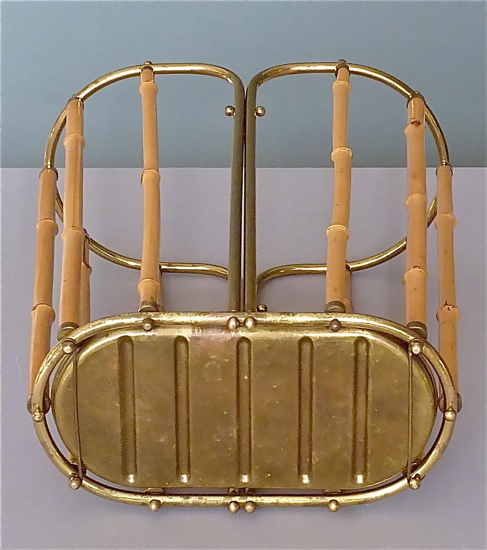 1950s Austrian Modernist Umbrella Stand Brass Bamboo, Josef Frank, Auböck Style For Sale 11