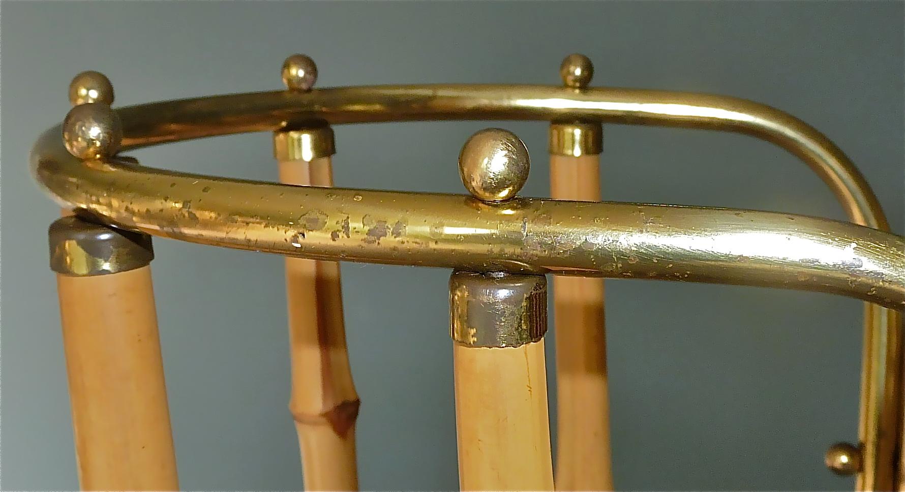 1950s Austrian Modernist Umbrella Stand Brass Bamboo, Josef Frank, Auböck Style For Sale 14