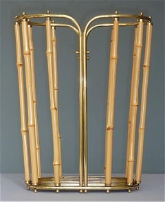 1950s Austrian Modernist Umbrella Stand Brass Bamboo, Josef Frank, Auböck Style