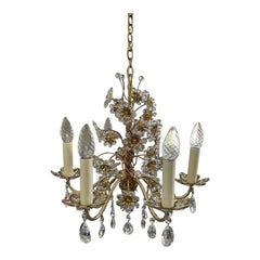 1950's Austrian Regency 24K Gold mit geschliffenem Kristall Floral Form Kronleuchter von Palwa