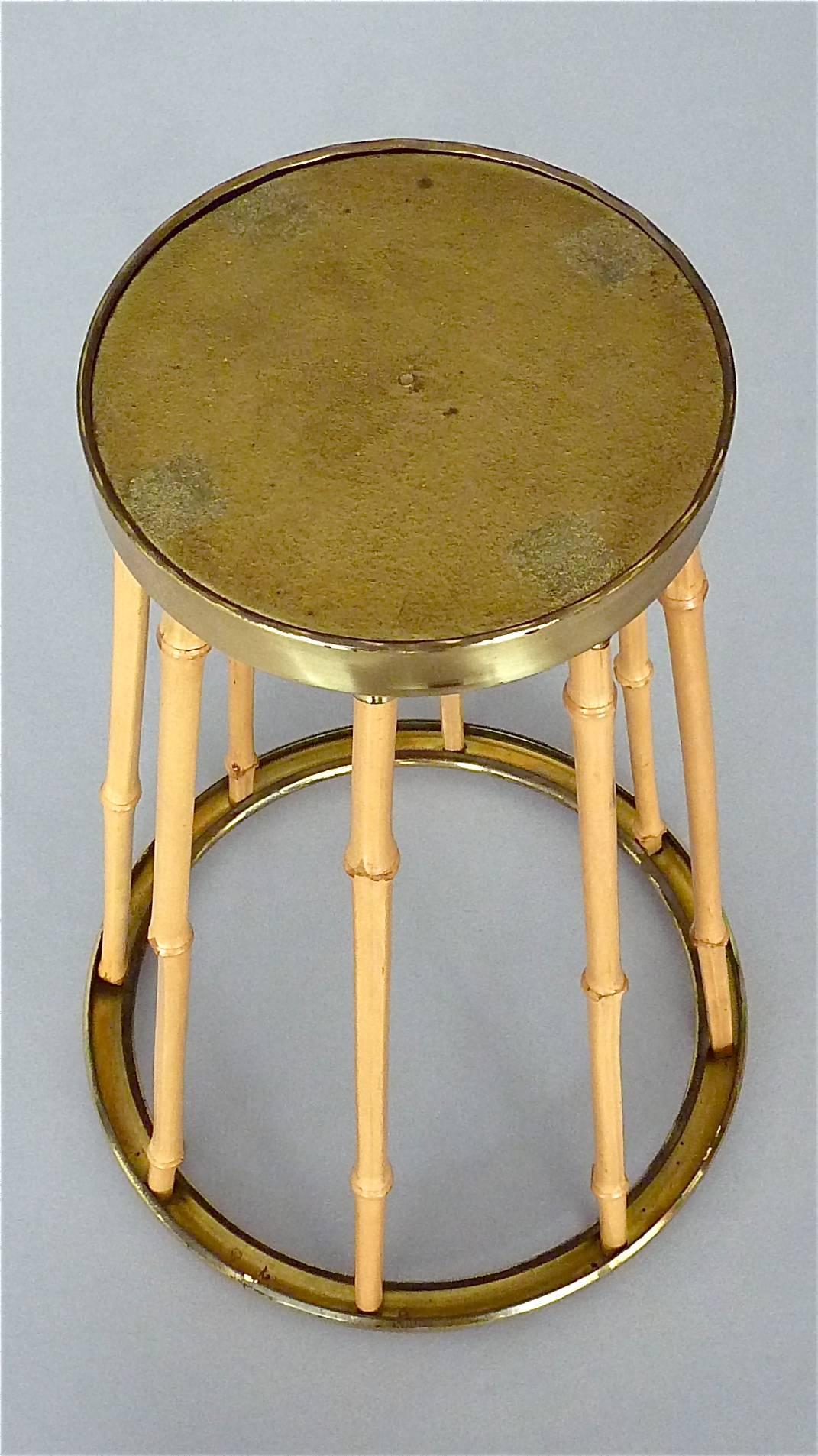 Midcentury Austrian Umbrella Stand Patinated Brass Bamboo Josef Frank Style 1950 For Sale 6