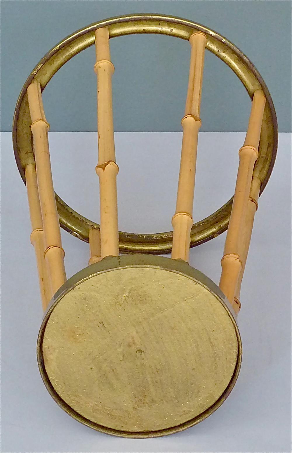 Midcentury Austrian Umbrella Stand Patinated Brass Bamboo 1950s For Sale 8