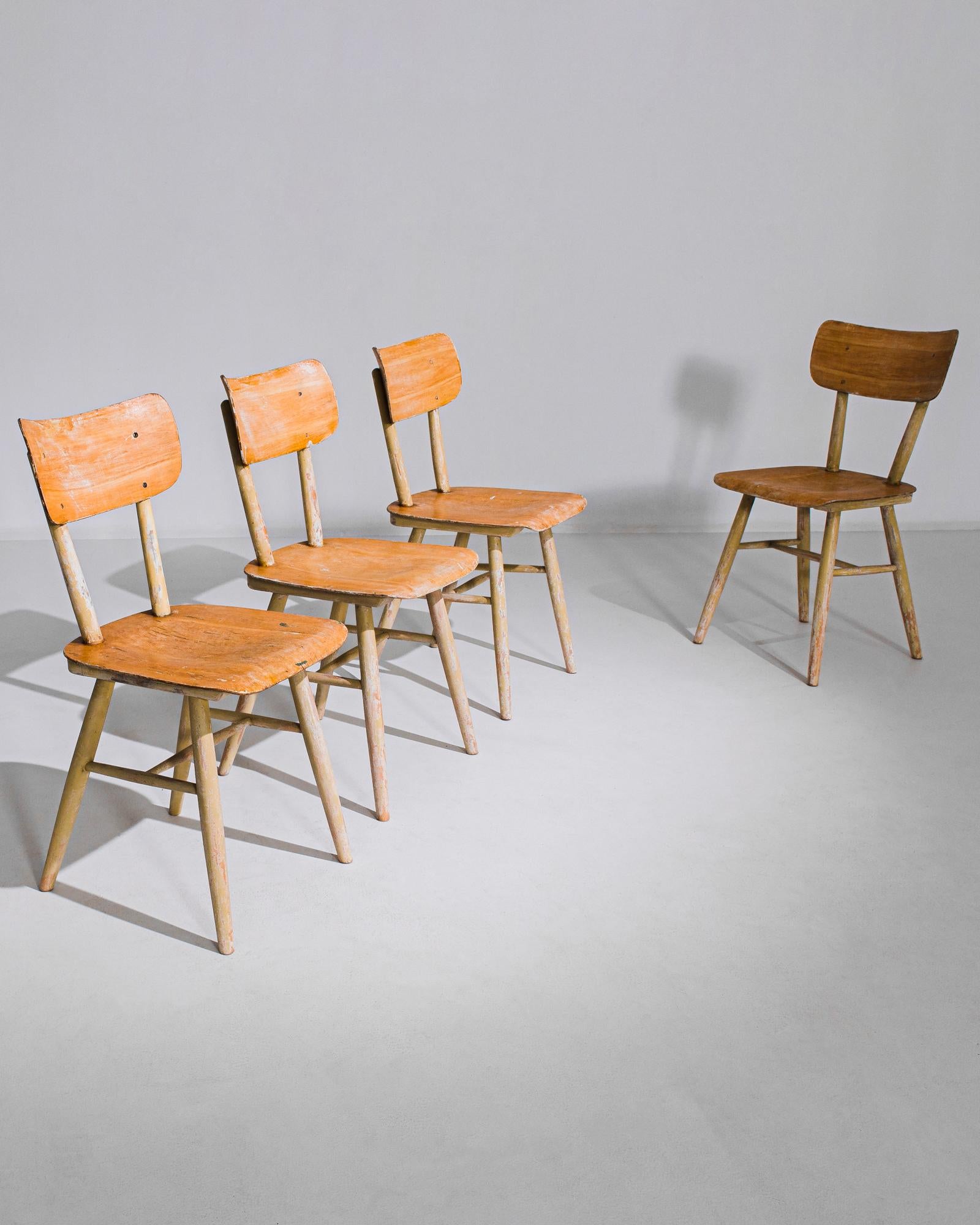 Mid-Century Modern 1950s Austrian Wooden Dining Chairs by Thonet, Set of Four