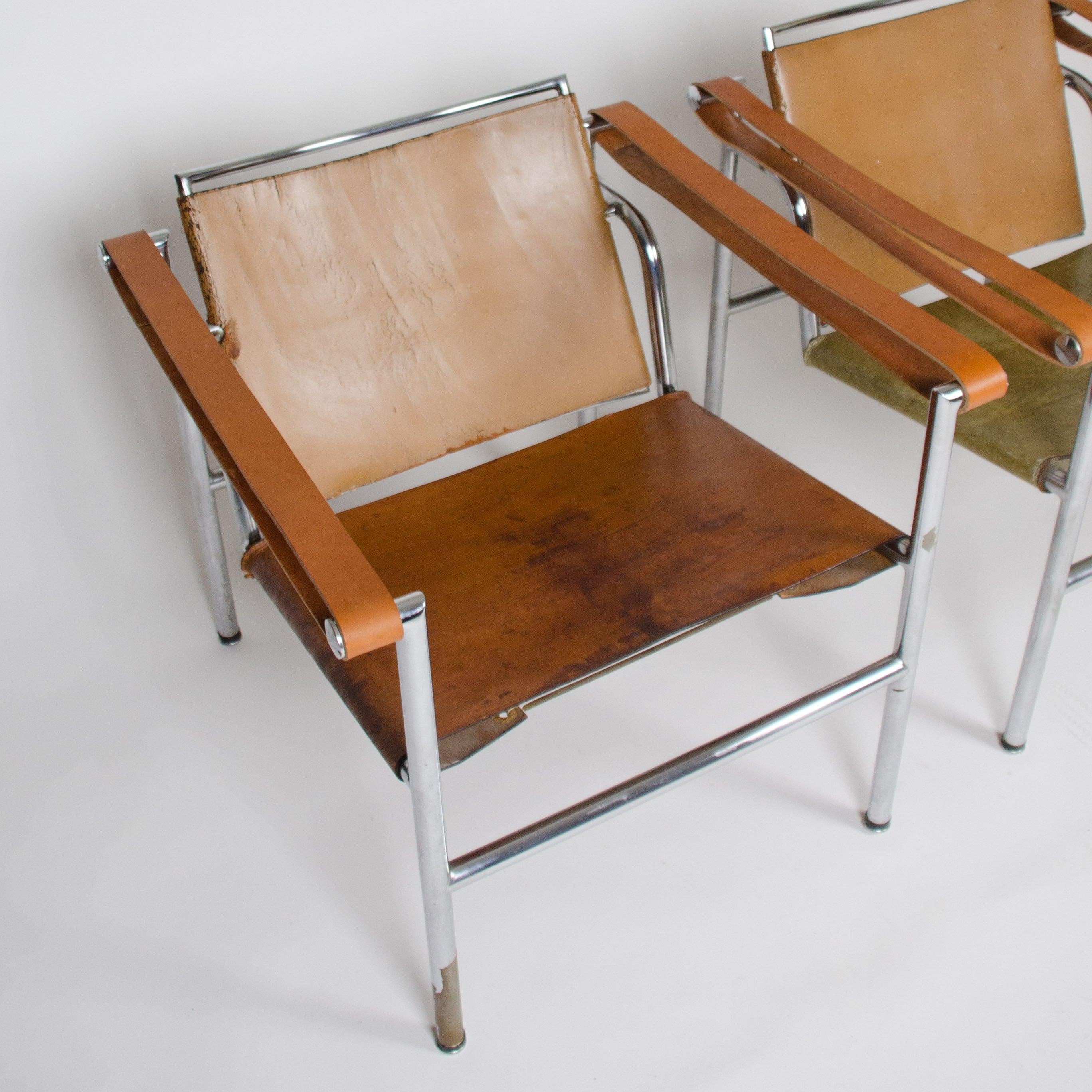 1950's Authentic Le Corbusier Marked STENDIG LC1 Basculant Chairs Thonet Cassina For Sale 3