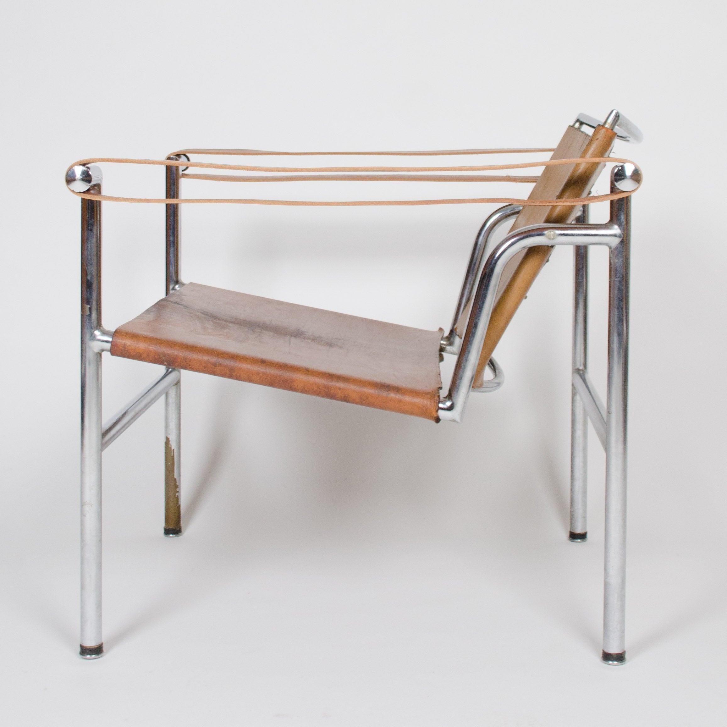 Listed for sale is a pair of very special and original vintage LC1 Basculant Sling chairs. They were designed most notably by Le Corbusier, along with Pierre Jeanneret and Charlotte Perriand.

What makes this pair particularly special, is that both