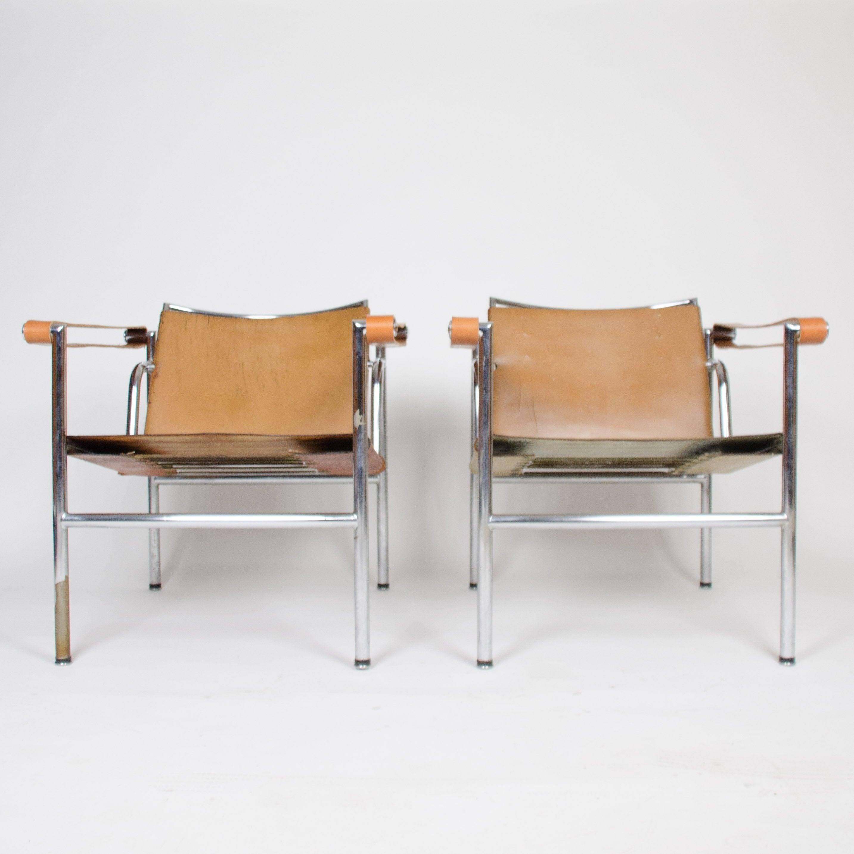 Mid-20th Century 1950's Authentic Le Corbusier Marked STENDIG LC1 Basculant Chairs Thonet Cassina For Sale
