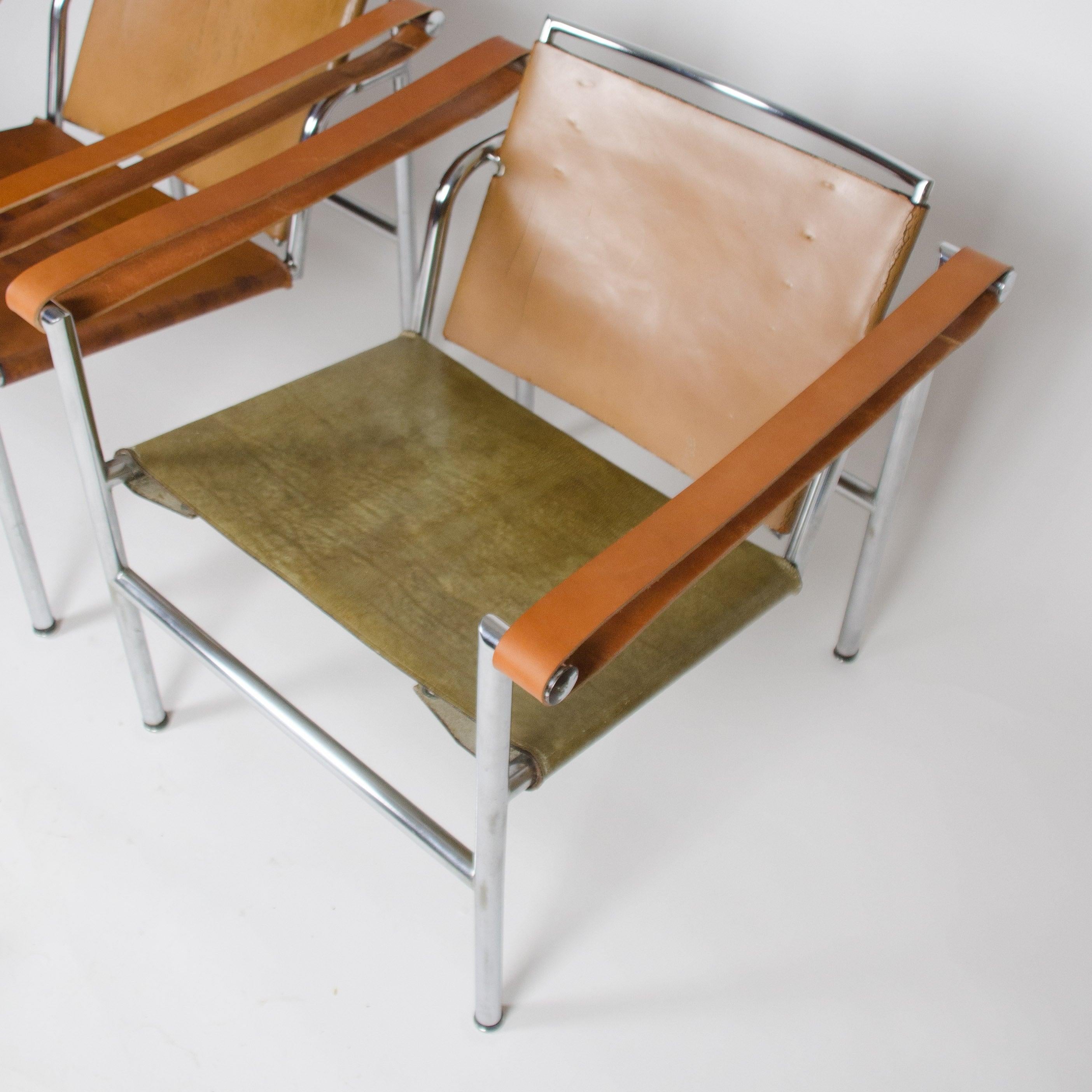 1950's Authentic Le Corbusier Marked STENDIG LC1 Basculant Chairs Thonet Cassina For Sale 2