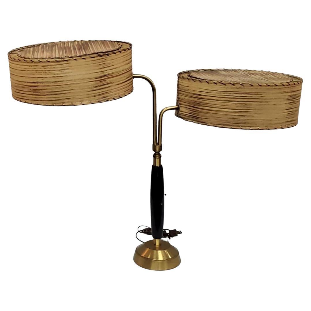1950s Authentic Mid-Century Modern Double Shade Table Lamp by Majestic Lamp Comp en vente