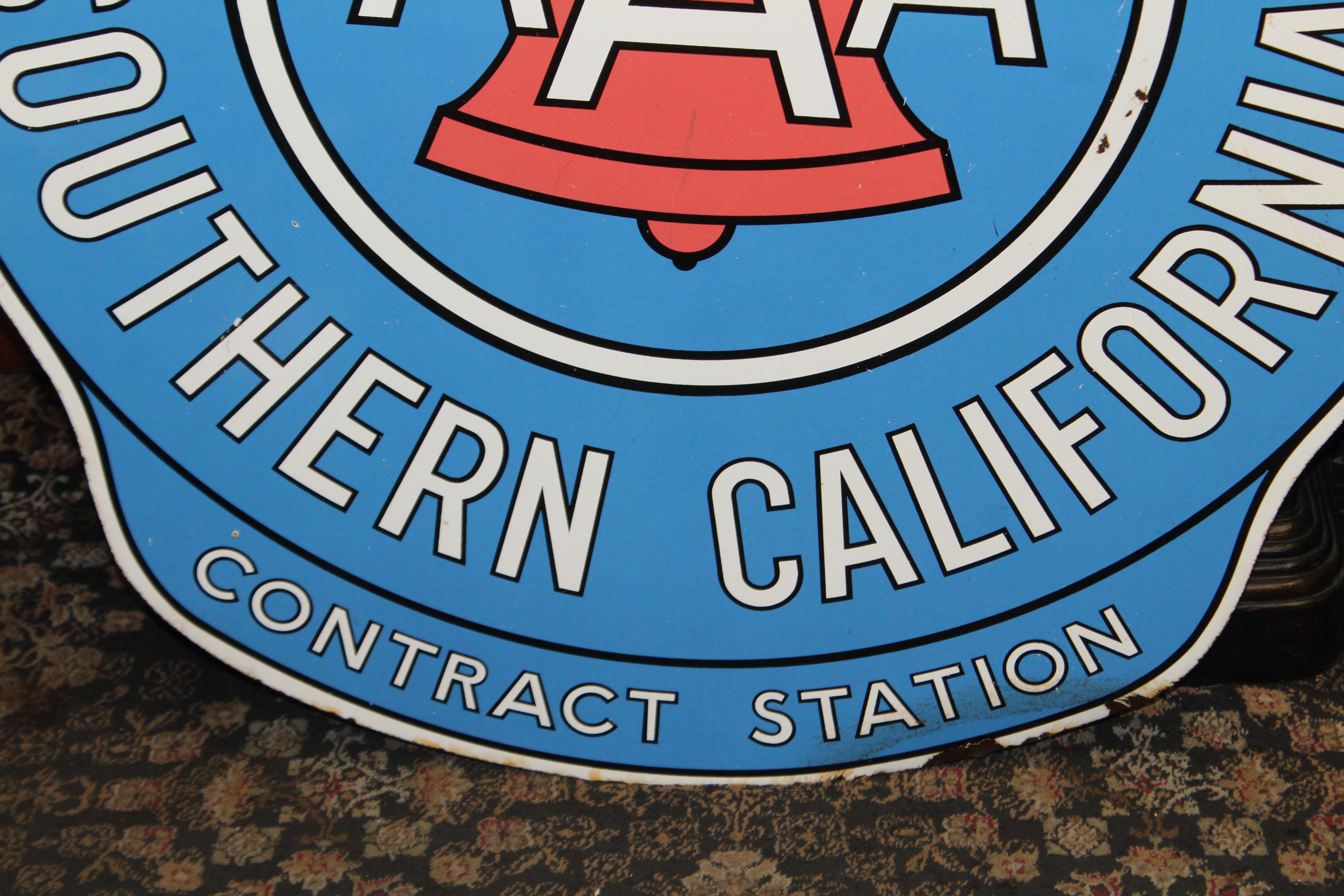 1950s Automobile Club Southern California AAA Contract Station DSP Sign For Sale 1
