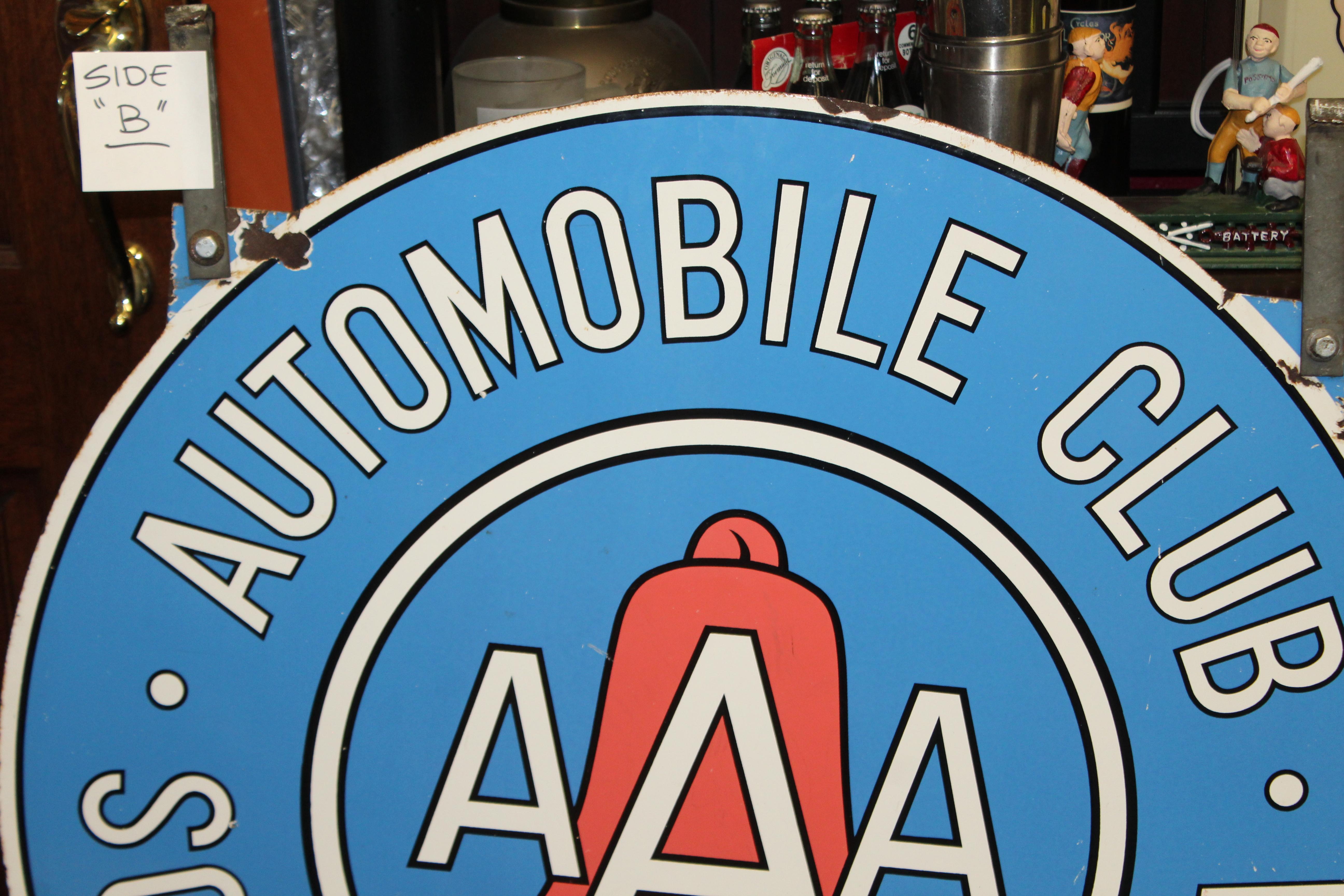 Mid-20th Century 1950s Automobile Club Southern California AAA Contract Station DSP Sign For Sale