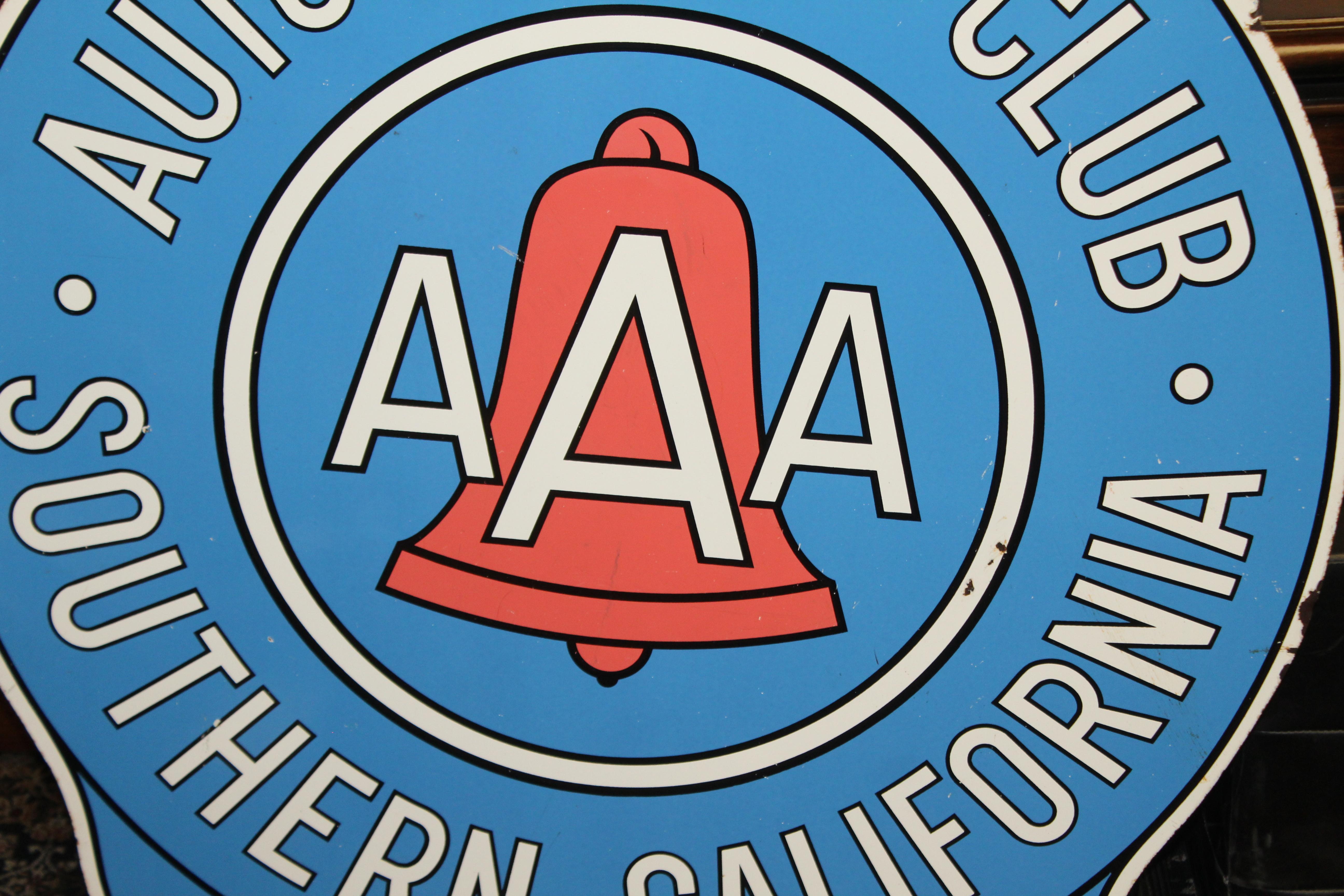 Porcelain 1950s Automobile Club Southern California AAA Contract Station DSP Sign For Sale