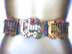 1950s Avant Garde Circus Animal Themed Black Leather Womens Belt