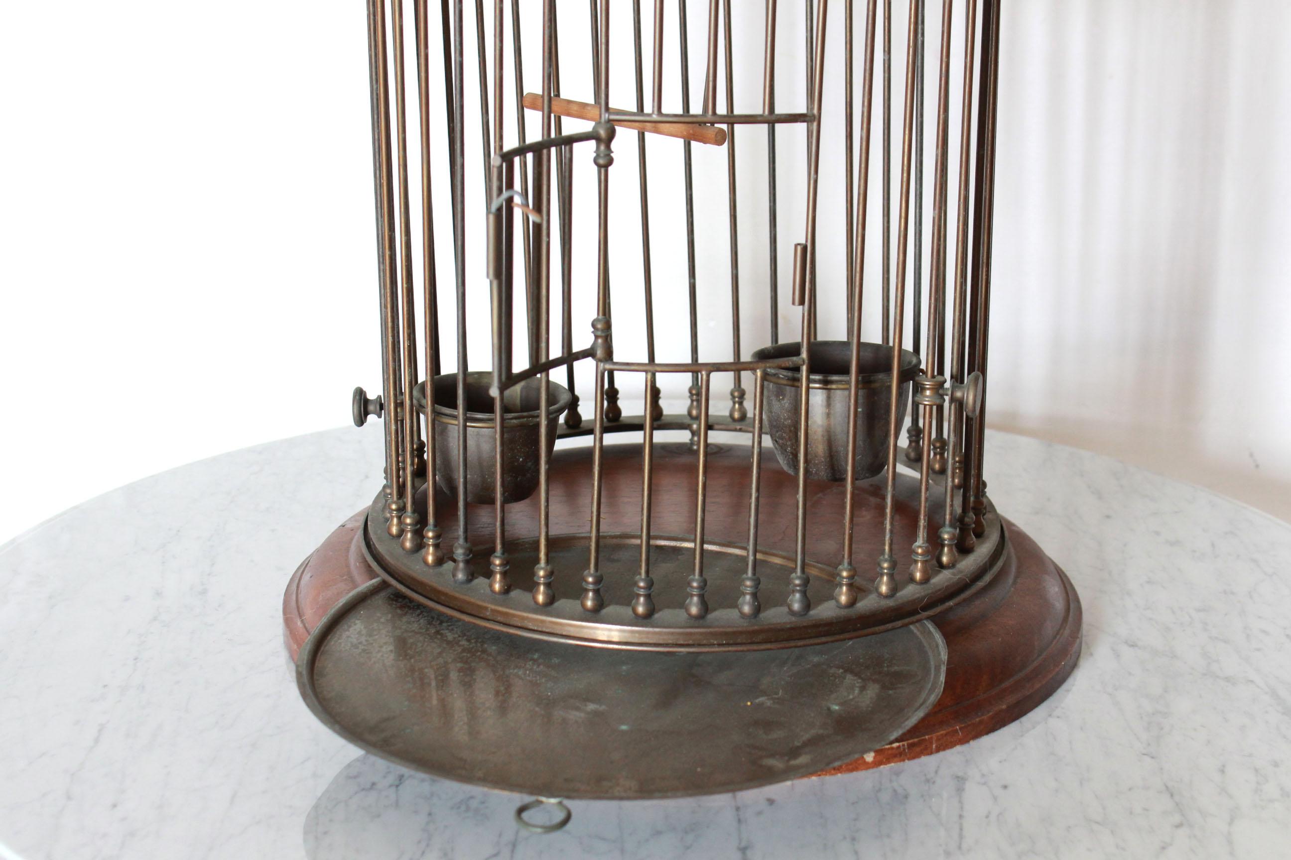 A very rare aviary cage from the 1950s handmade produced in Italy.
Solid wood base and brass structure.
All the pieces are the original ones.
Few hardly visible signs of time, item in excellent overall conditions.
The brass has been left with