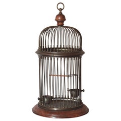 Vintage 1950s Aviary Wood and Brass Cage