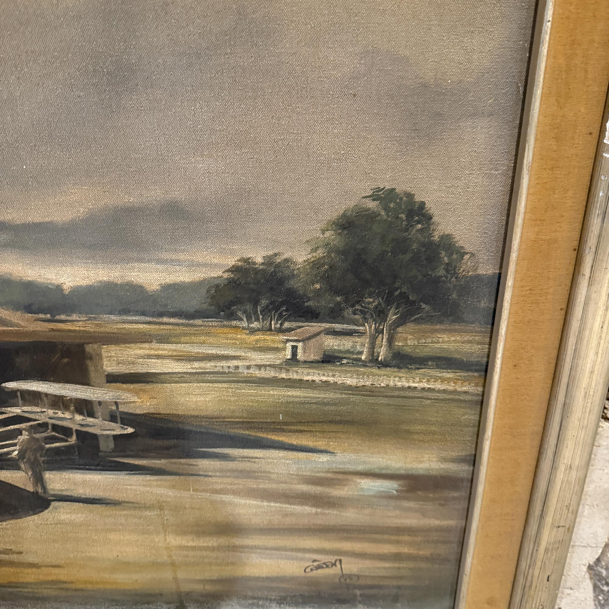 Huile impressionniste sur toile pour hangar d'avion d'aviation des années 1950 The Modernity Art en vente 6