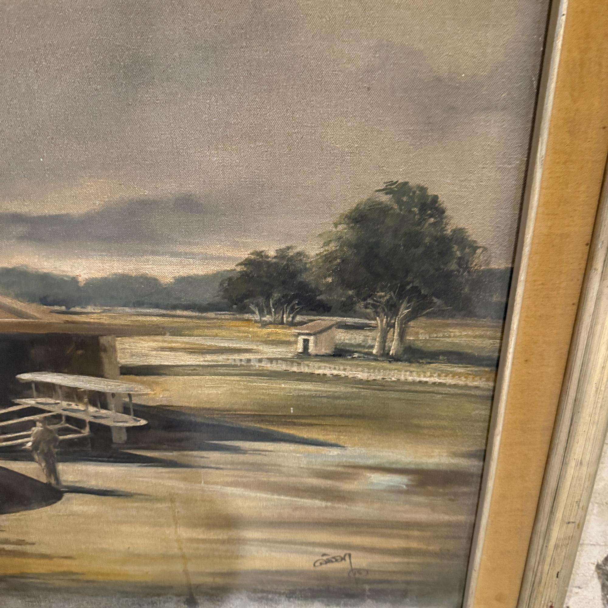 Huile impressionniste sur toile pour hangar d'avion d'aviation des années 1950 The Modernity Art en vente 7