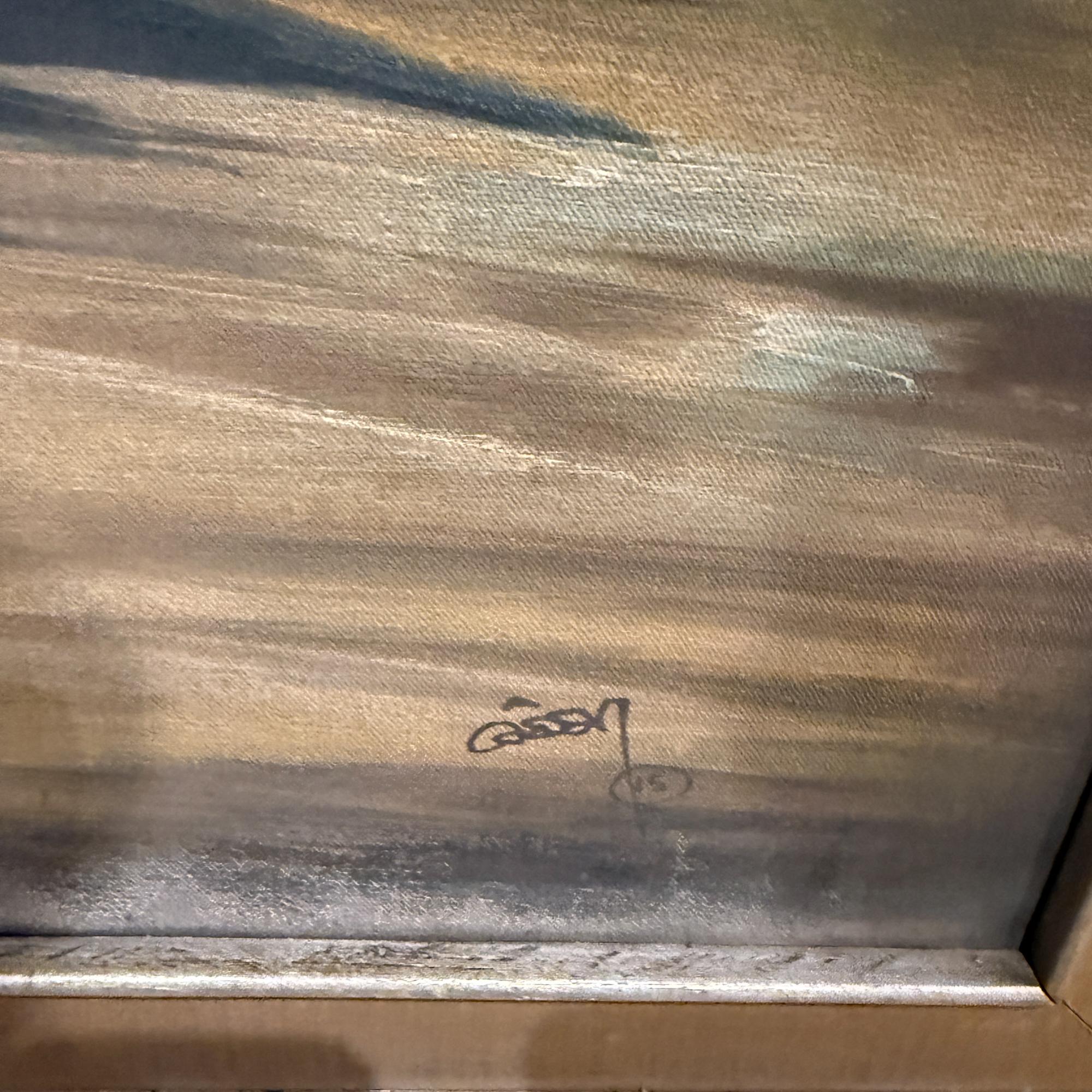 Huile impressionniste sur toile pour hangar d'avion d'aviation des années 1950 The Modernity Art en vente 8