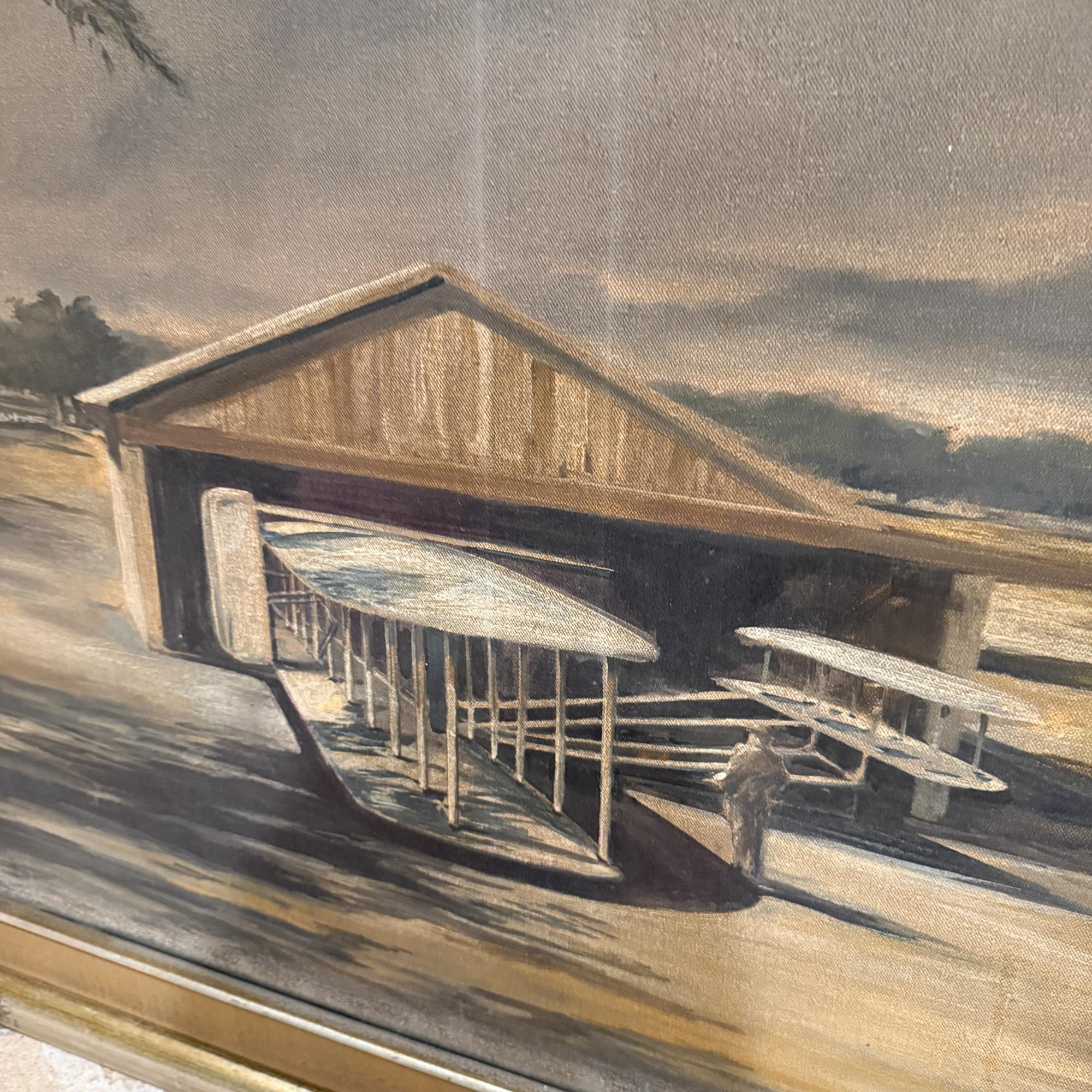 Huile impressionniste sur toile pour hangar d'avion d'aviation des années 1950 The Modernity Art en vente 11