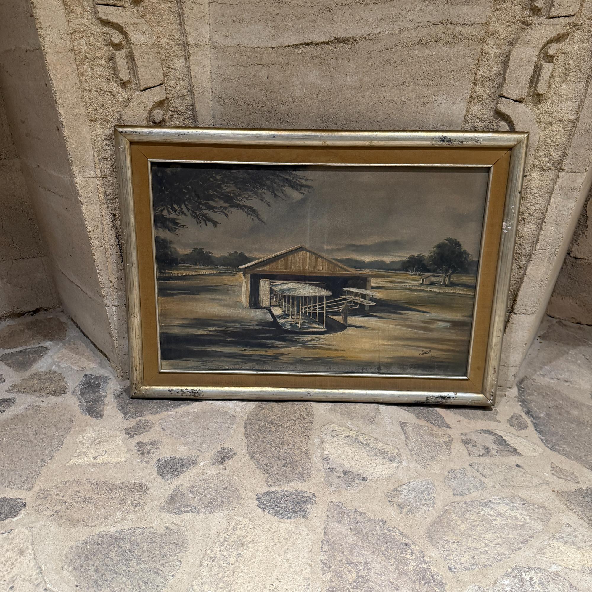 Huile impressionniste sur toile pour hangar d'avion d'aviation des années 1950 The Modernity Art en vente 1