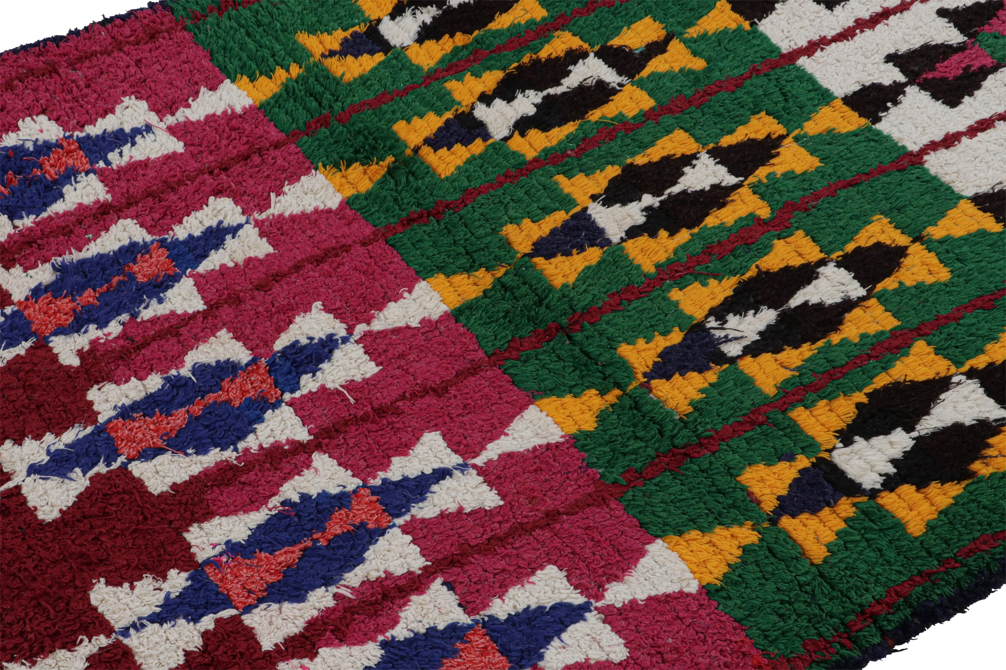 Hand-Woven 1950s Azilal Moroccan Boucherouite Rug with Polychromatic Pattern by Rug & Kilim For Sale