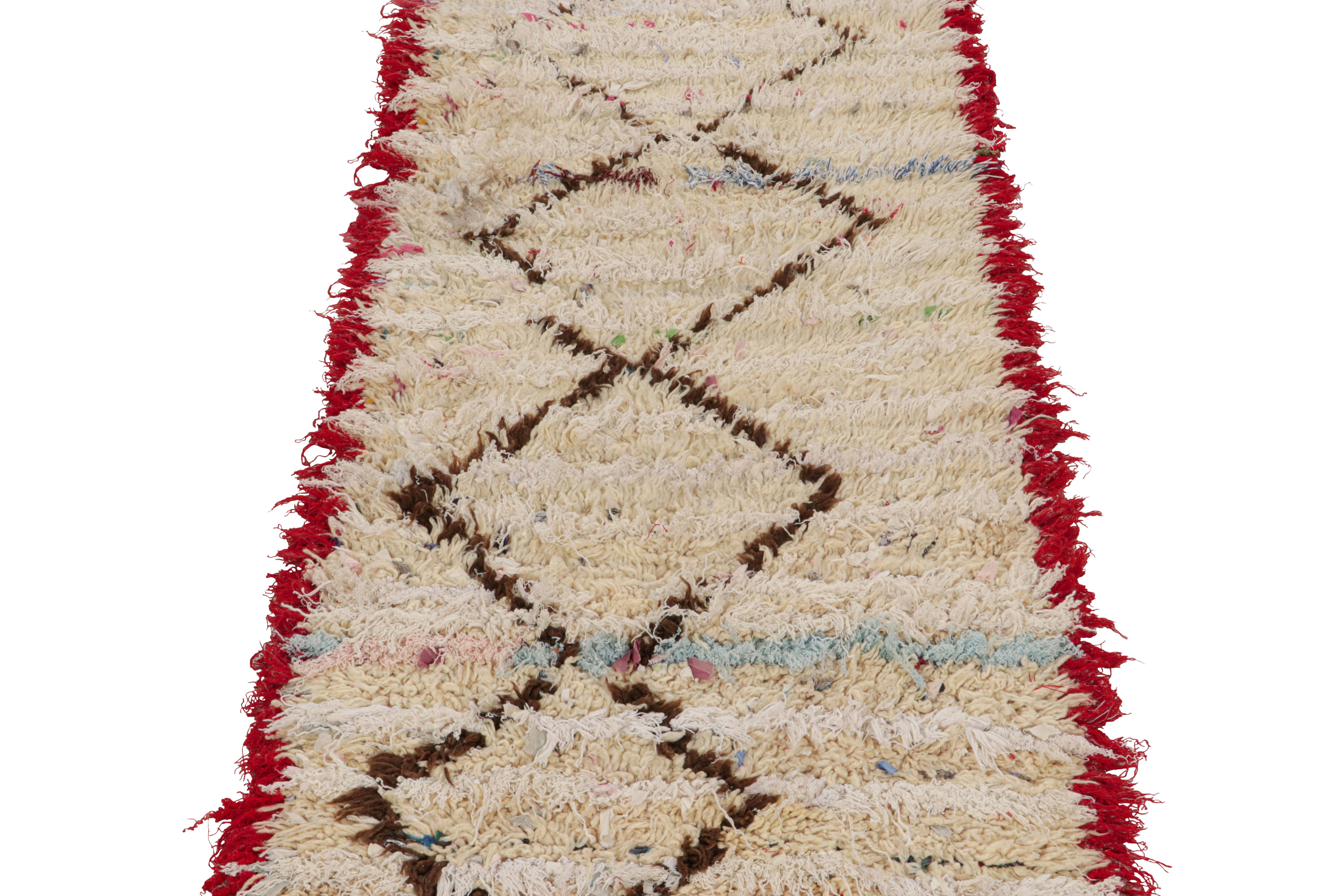 Tribal 1950s Azilal Moroccan rug in Beige with Red-Brown Patterns by Rug & Kilim For Sale