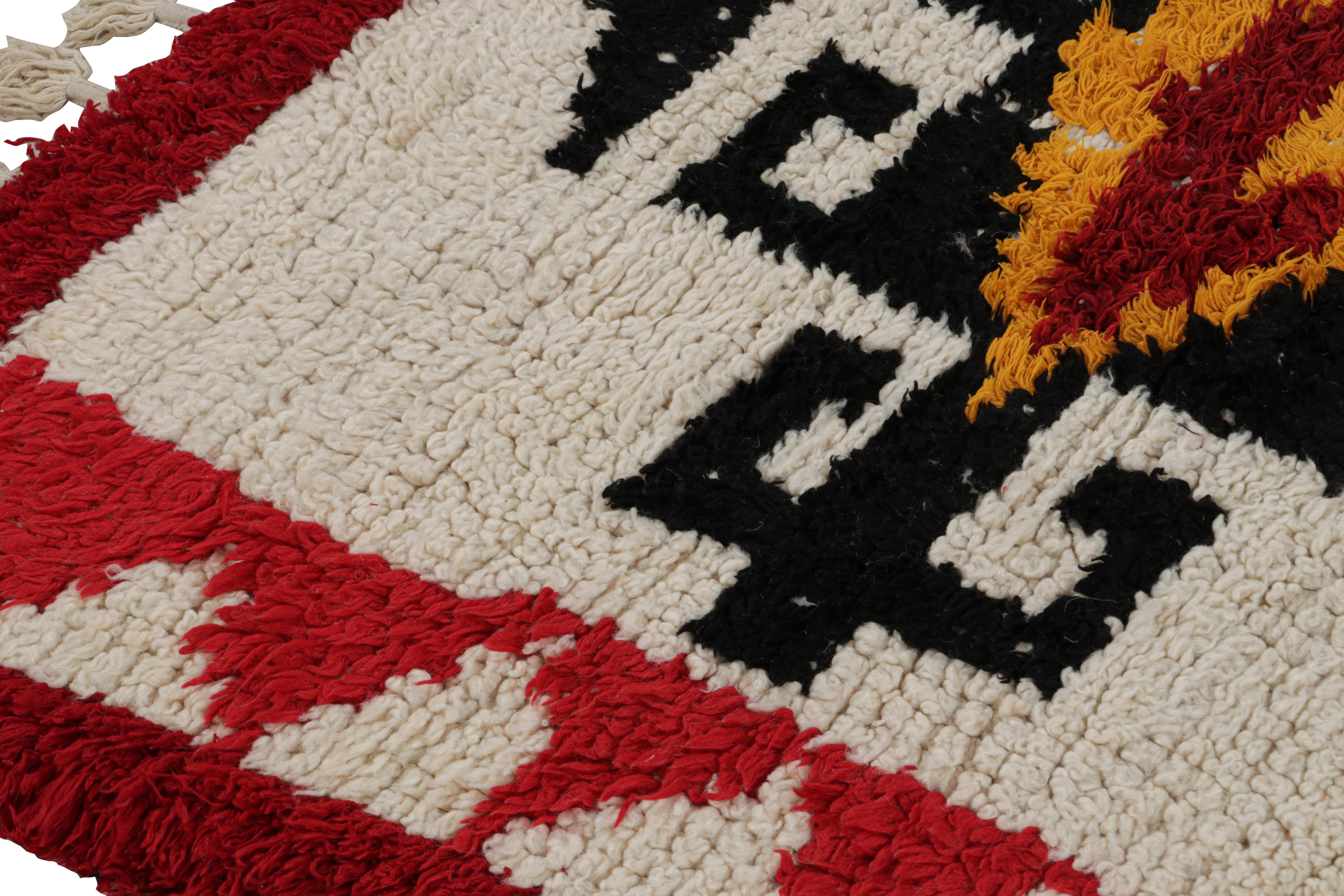 Mid-20th Century 1950s Azilal Moroccan rug in Red, White and Black Tribal Patterns by Rug & Kilim For Sale