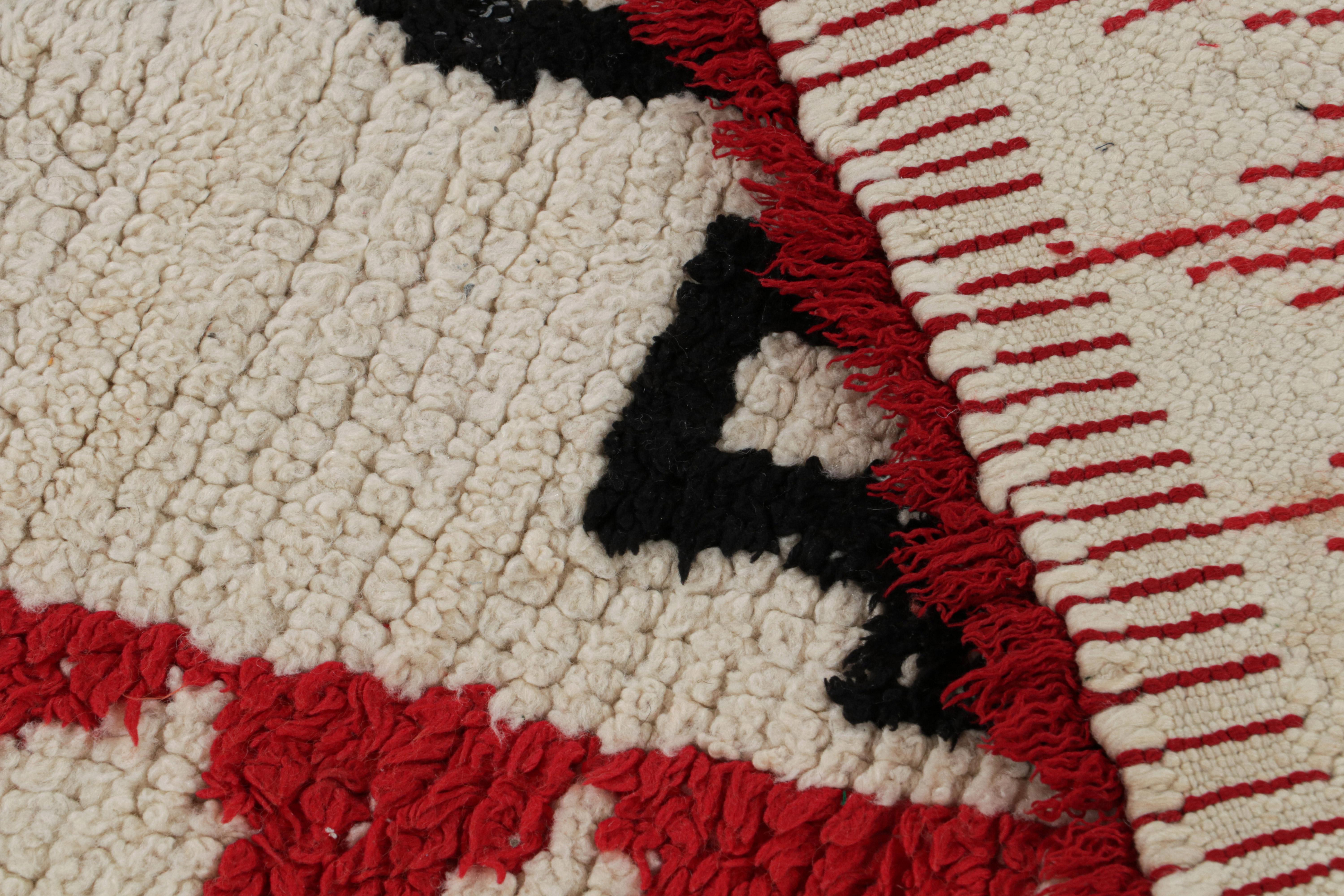 1950s Azilal Moroccan rug in Red, White and Black Tribal Patterns by Rug & Kilim For Sale 1