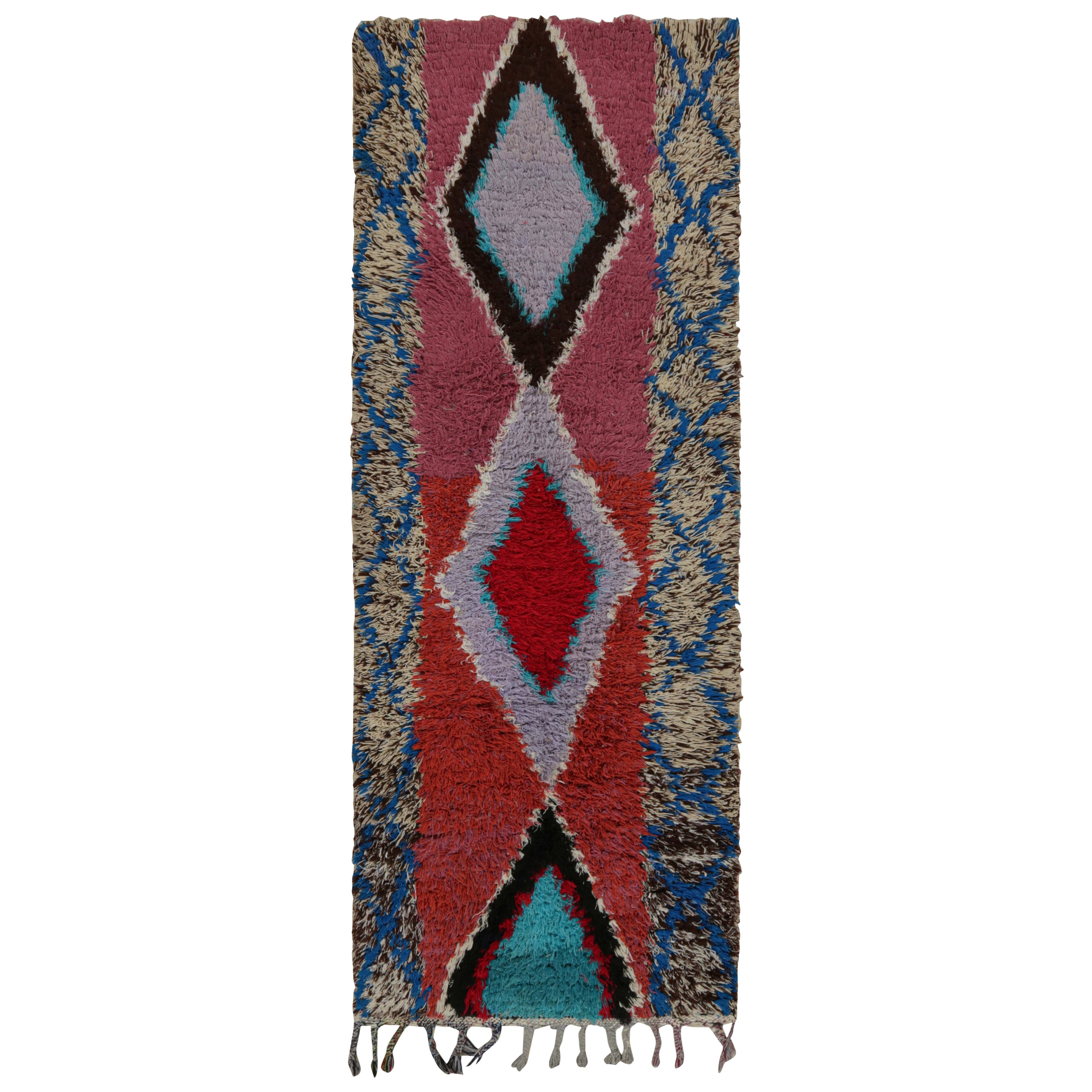 1950s Azilal Moroccan rug in Red with Diamond Patterns by Rug & Kilim For Sale