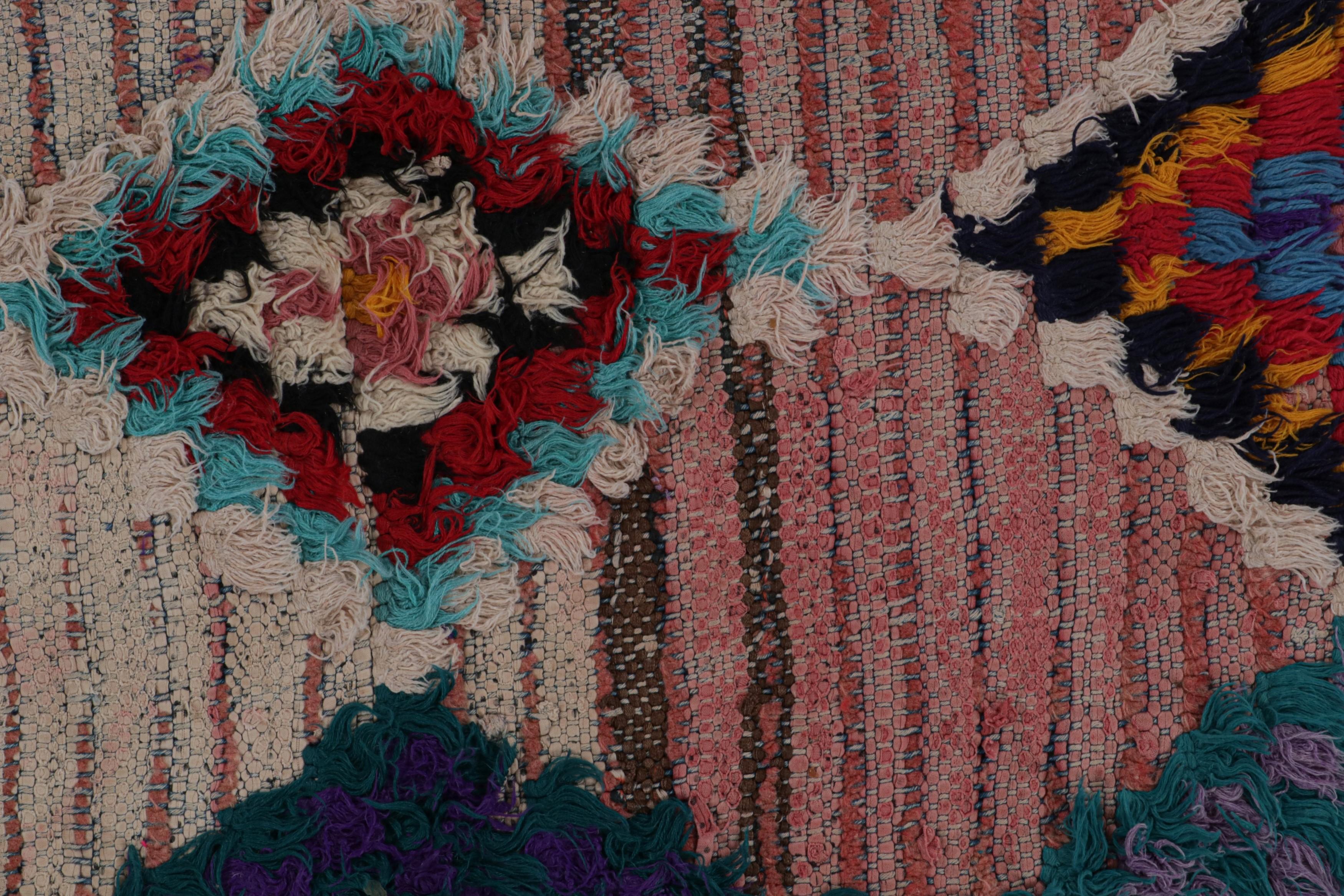 Mid-20th Century 1950s Azilal Moroccan rug with Pink and Blue Patterns by Rug & Kilim For Sale