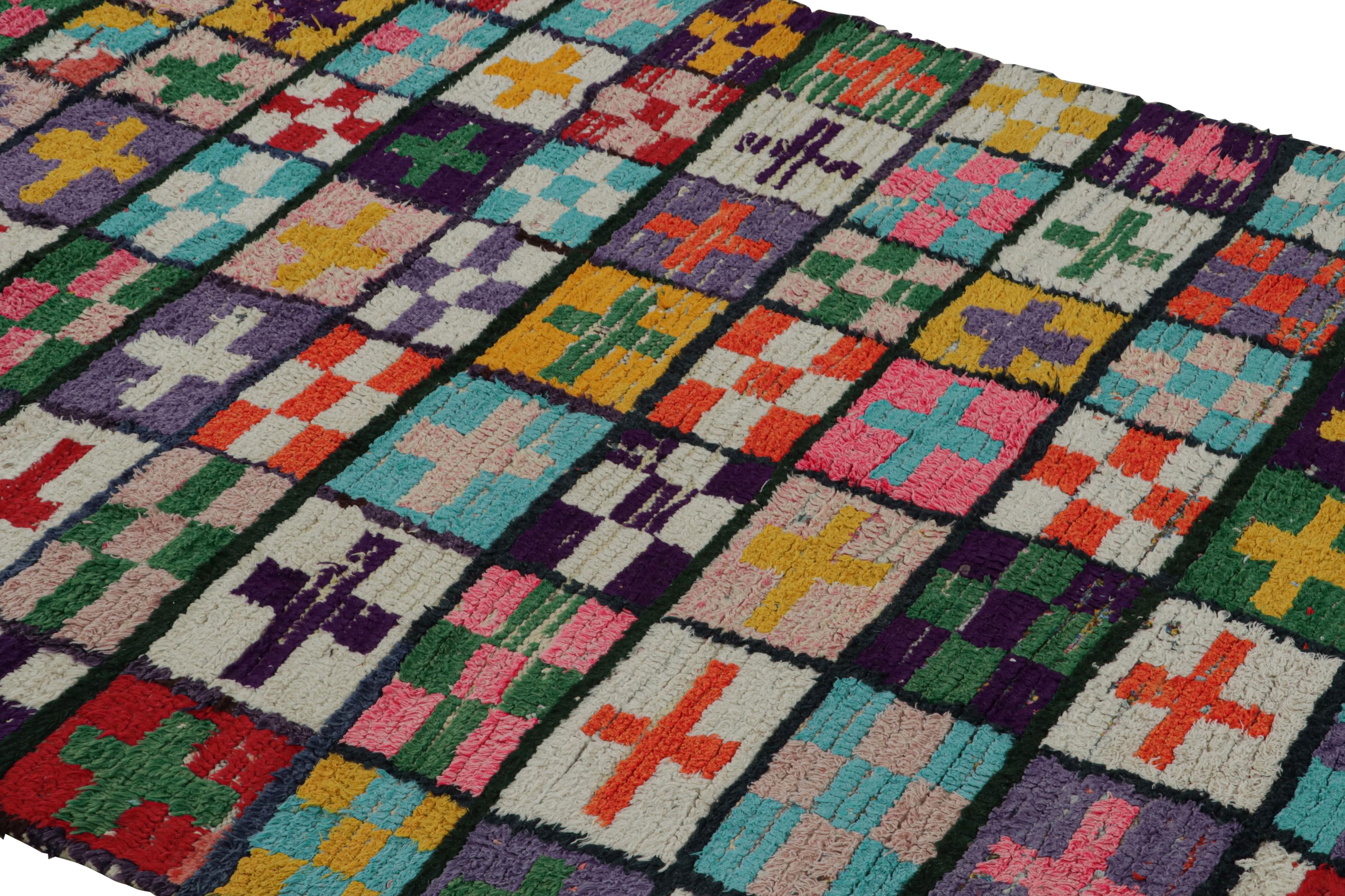Hand-Knotted 1950s Azilal Moroccan rug with Polychromatic Patterns by Rug & Kilim For Sale