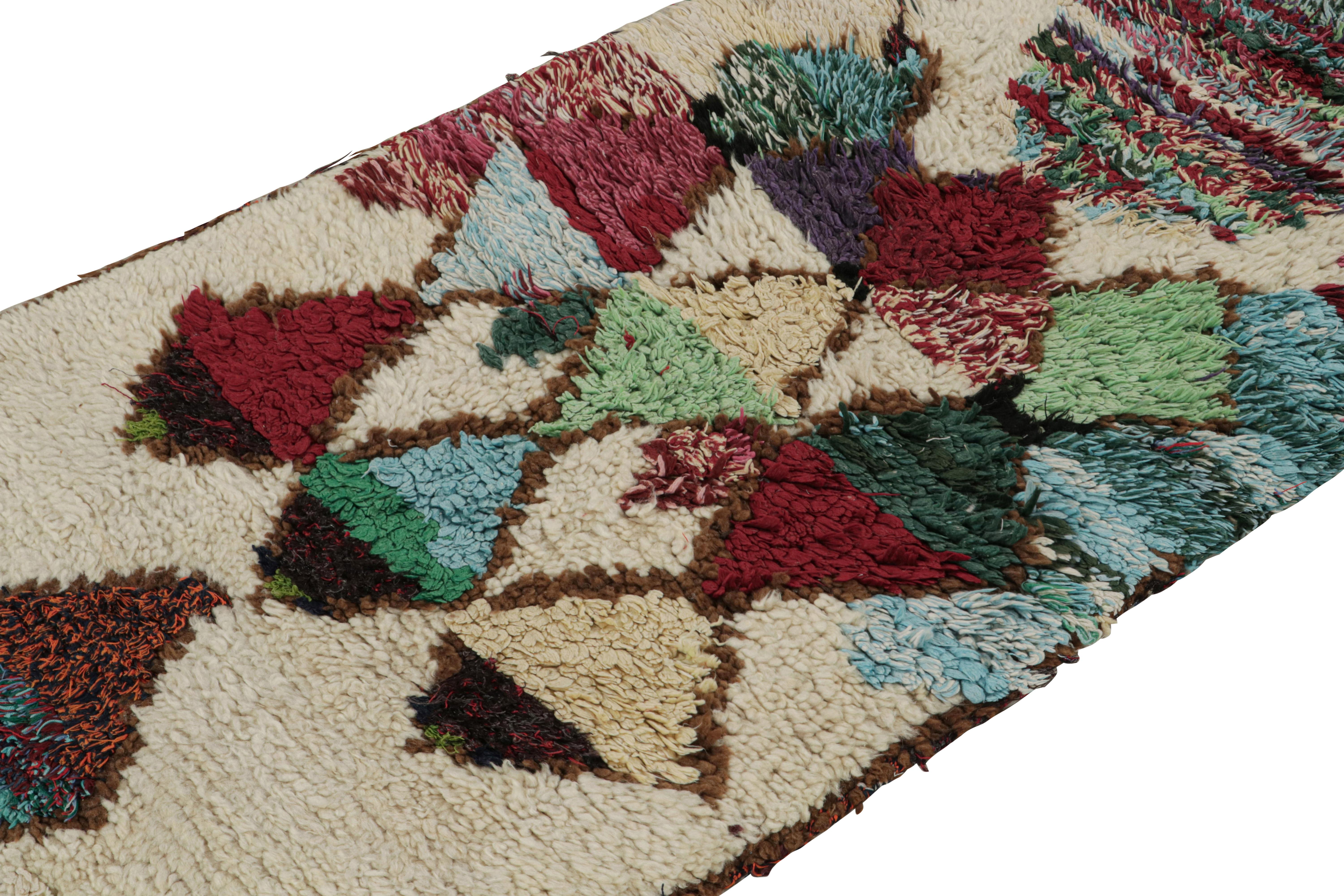 Hand-Knotted 1950s Azilal Moroccan rug with Polychromatic Patterns by Rug & Kilim For Sale