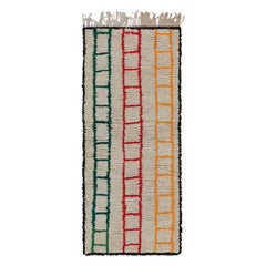1950s Azilal Moroccan runner rug in Cream Polychromatic Patterns by Rug & Kilim