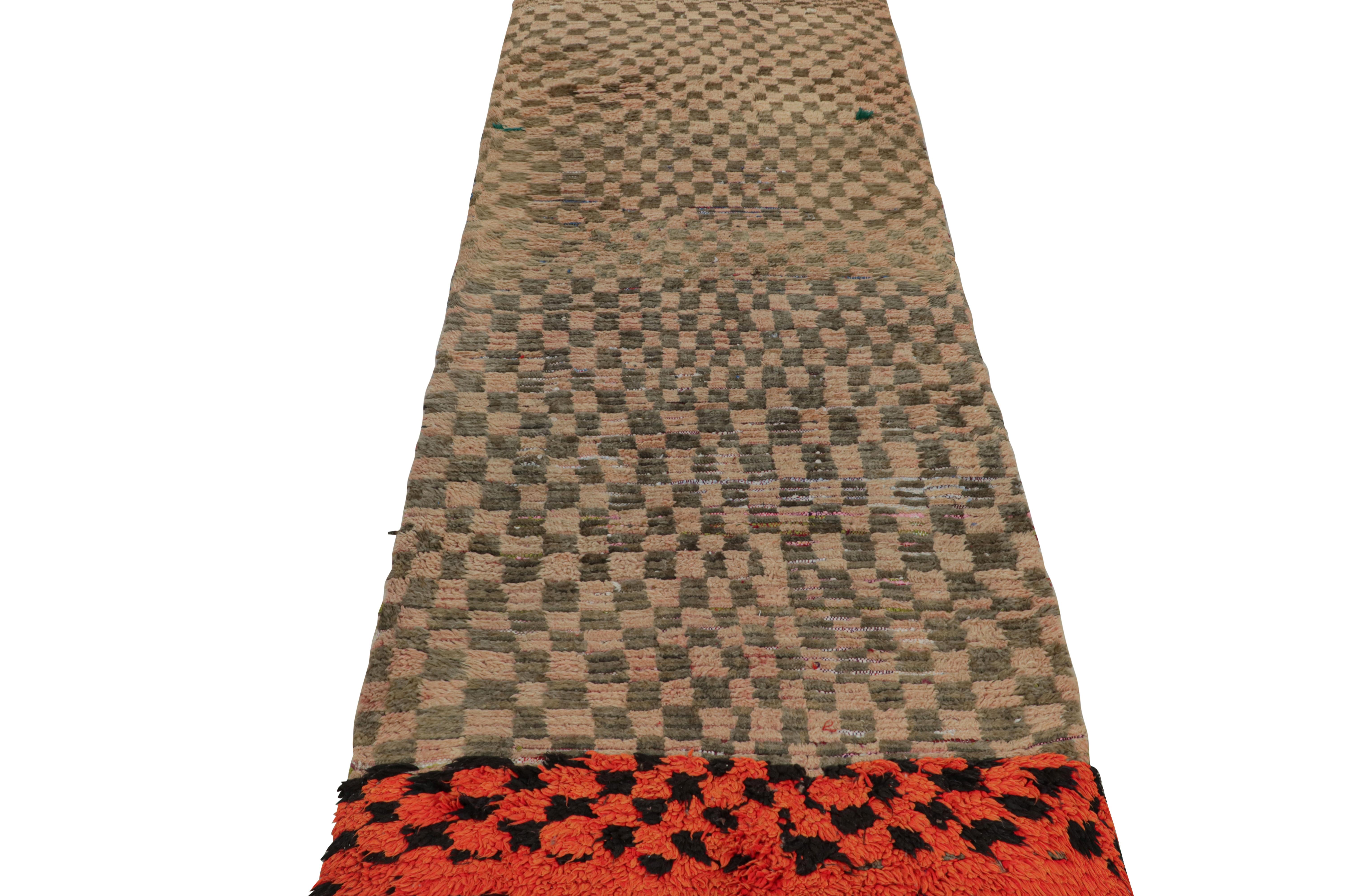 Hand-Knotted 1950s Azilal Moroccan runner rug in Polychromatic Tribal Patterns by Rug & Kilim For Sale