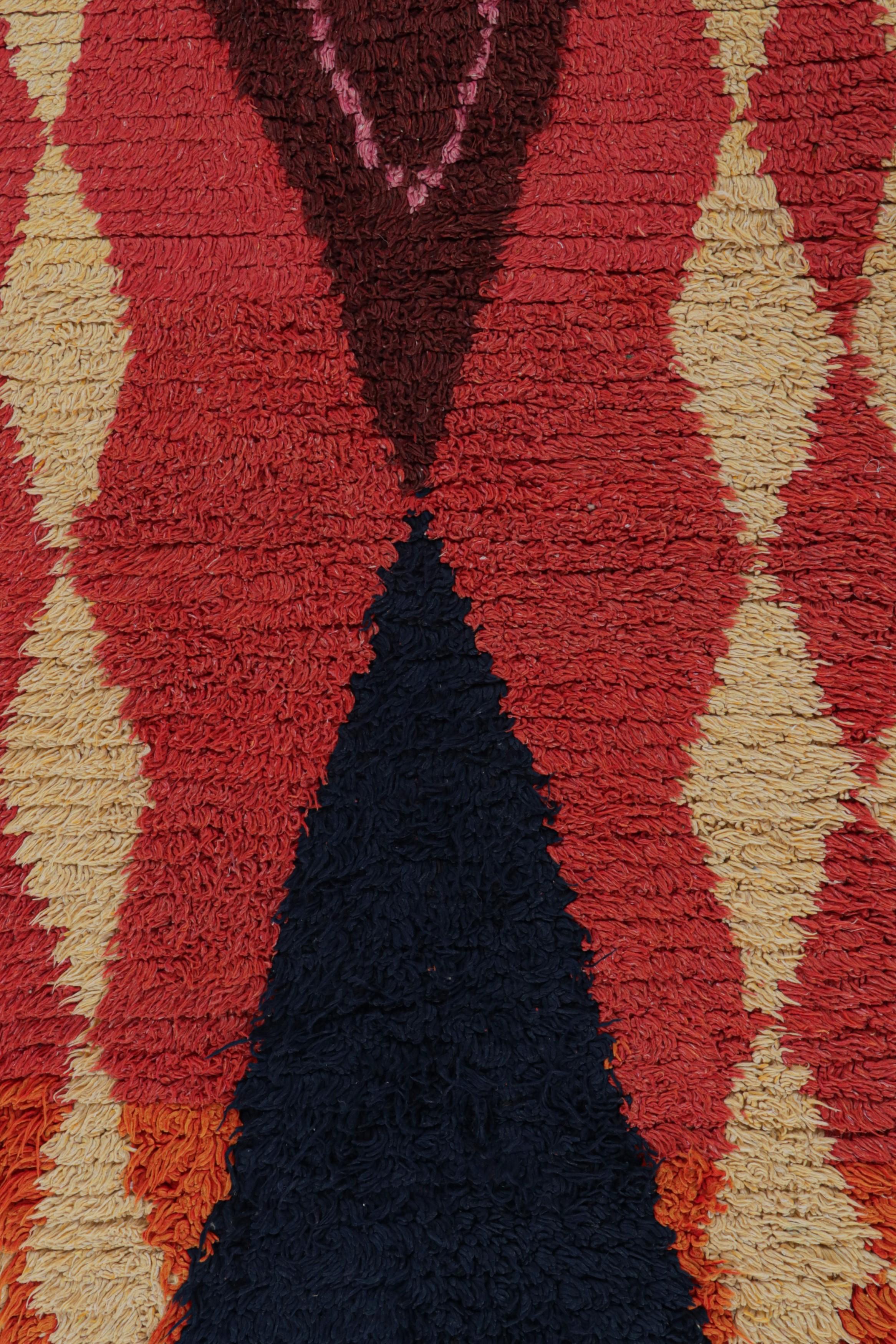 Wool 1950s Azilal Moroccan runner rug in Polychromatic Tribal Patterns by Rug & Kilim For Sale