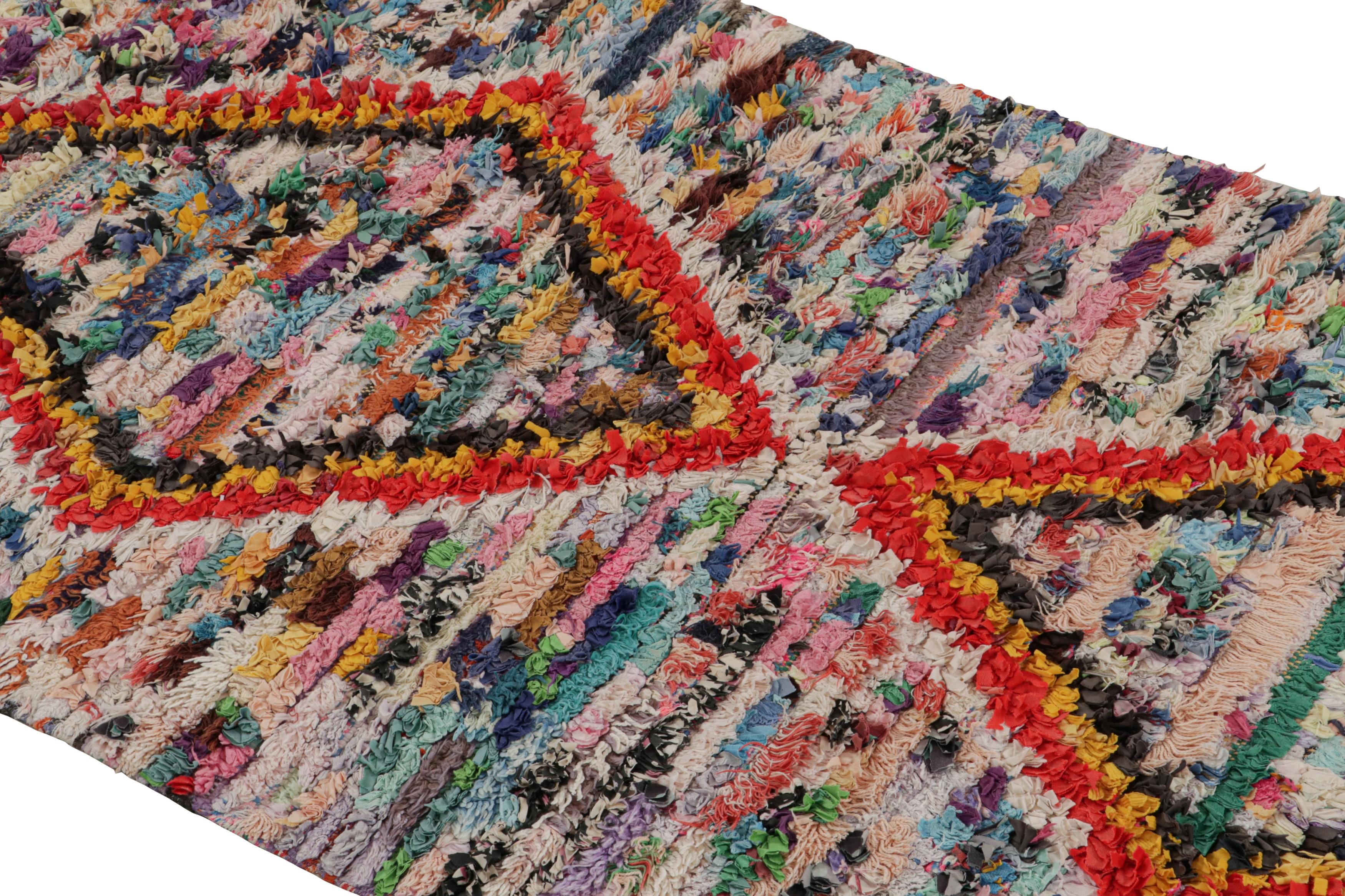 Hand-Woven 1950s Azilal Moroccan Runner rug with Polychromatic Patterns by Rug & Kilim For Sale