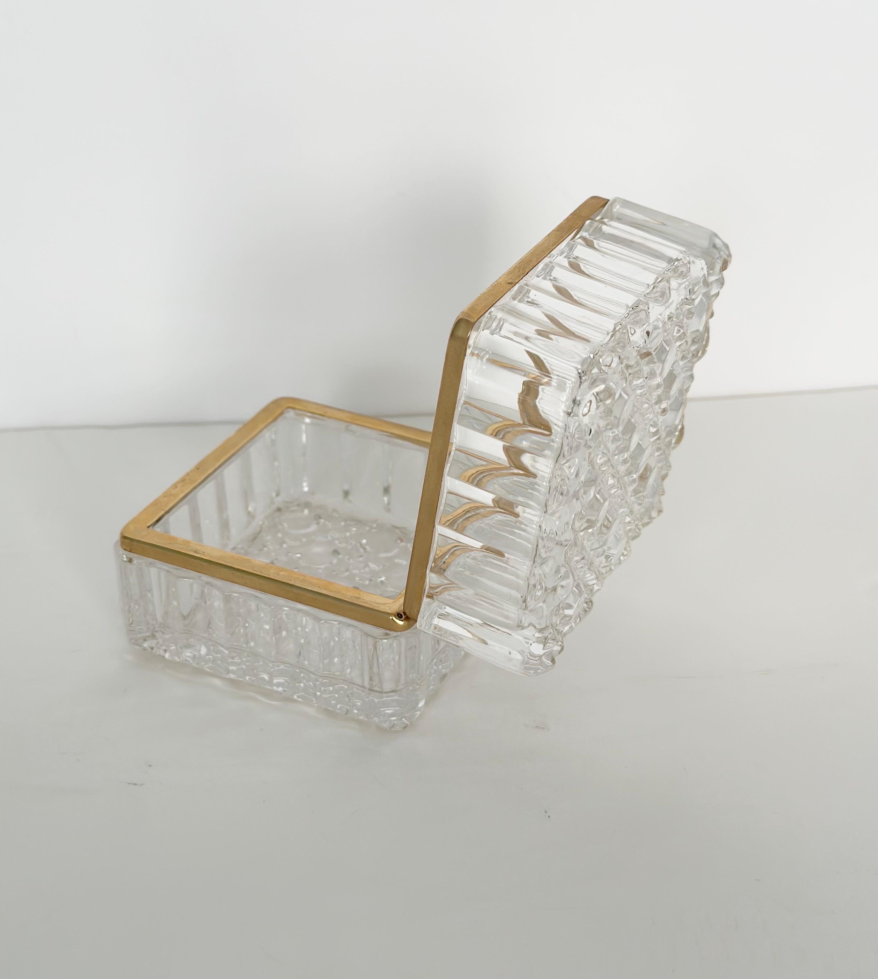 Art Deco 1950s Baccarat Style Cut Faceted Crystal Square Box