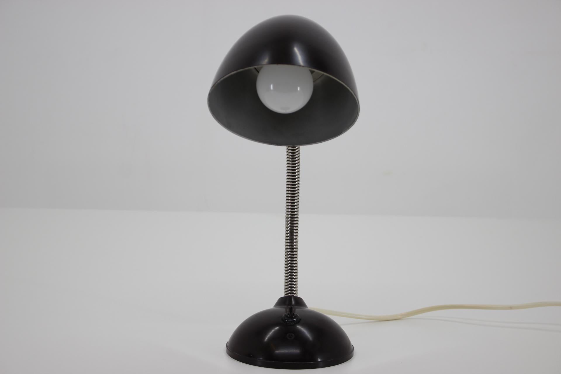 Steel 1950s Bakelite Table Lamp, Czechoslovakia For Sale