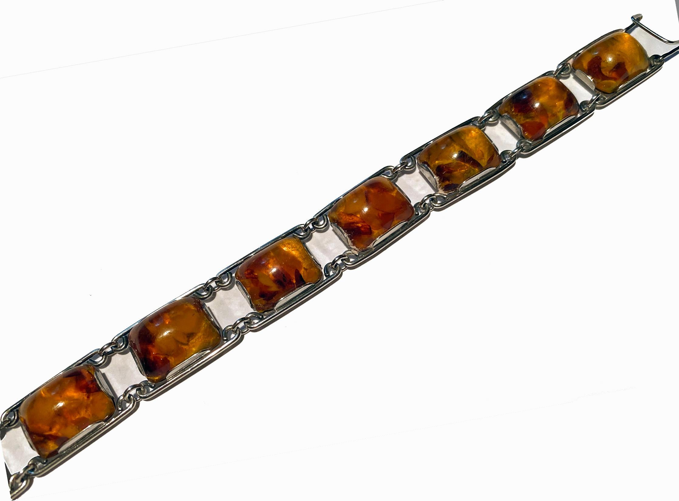 1950’s Baltic Amber and Silver Bracelet, Germany, C.1950 1