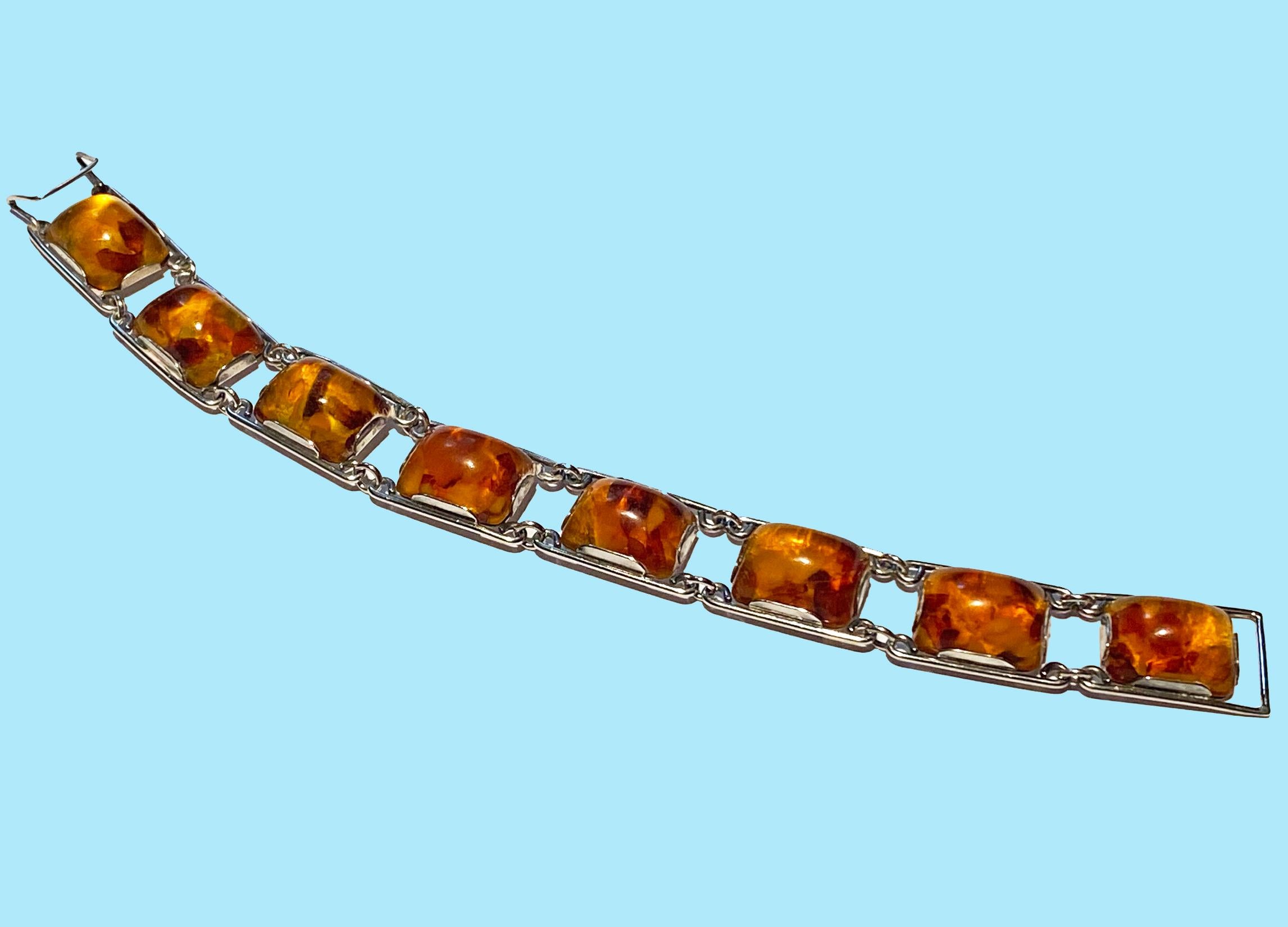 1950’s Baltic Amber and Silver Bracelet, Germany, C.1950 2