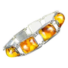 1950’s Baltic Amber and Silver Bracelet, Germany, C.1950