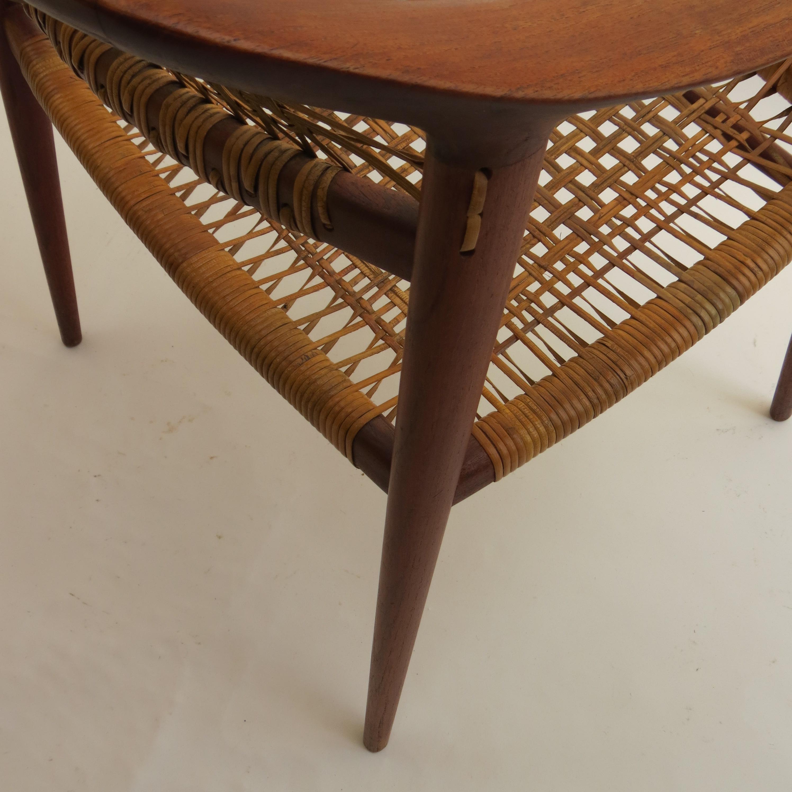 1950s Bambi Teak and Cane Dining Chair by Rolf Rastad and Adolf Relling Norway 5