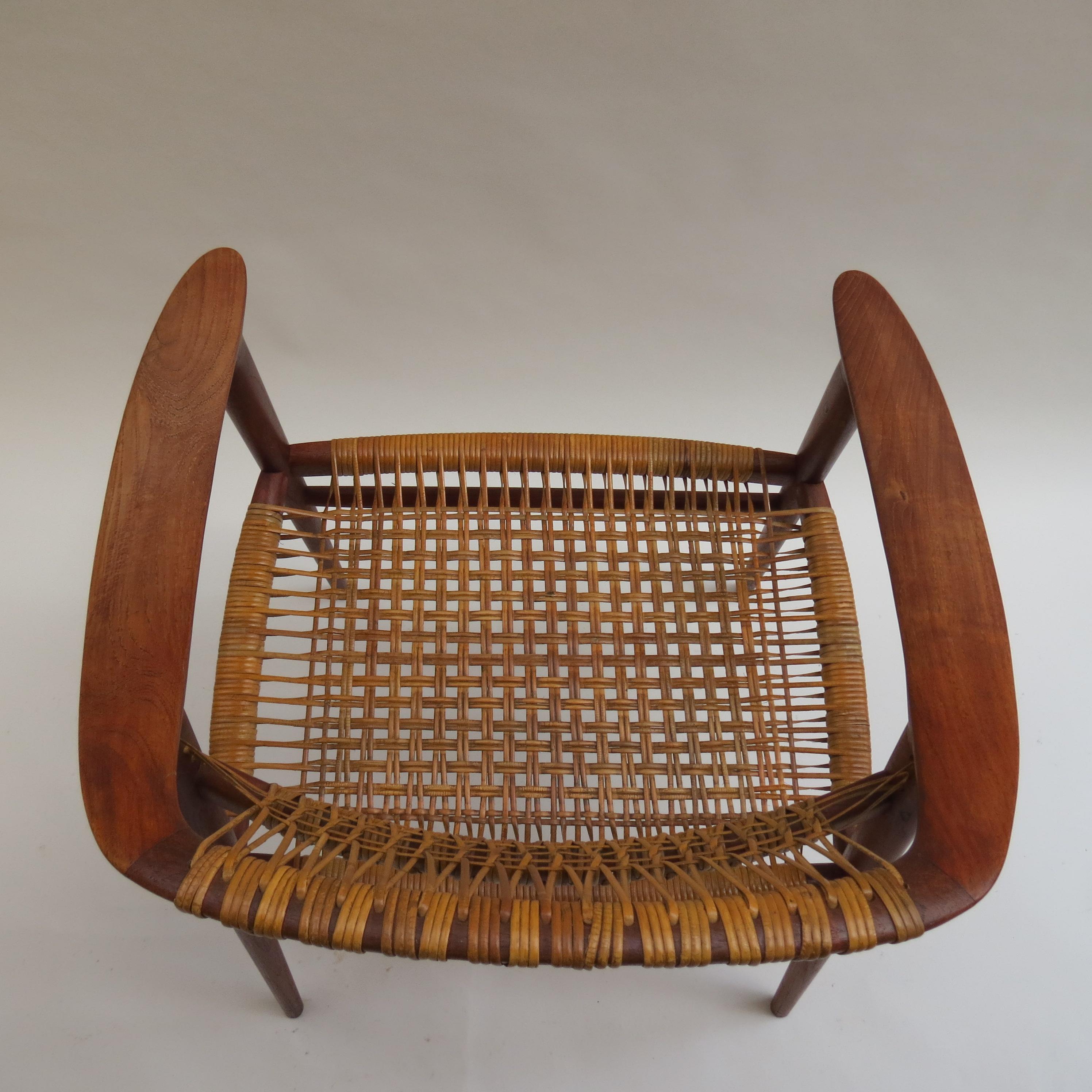 1950s Bambi Teak and Cane Dining Chair by Rolf Rastad and Adolf Relling Norway 9