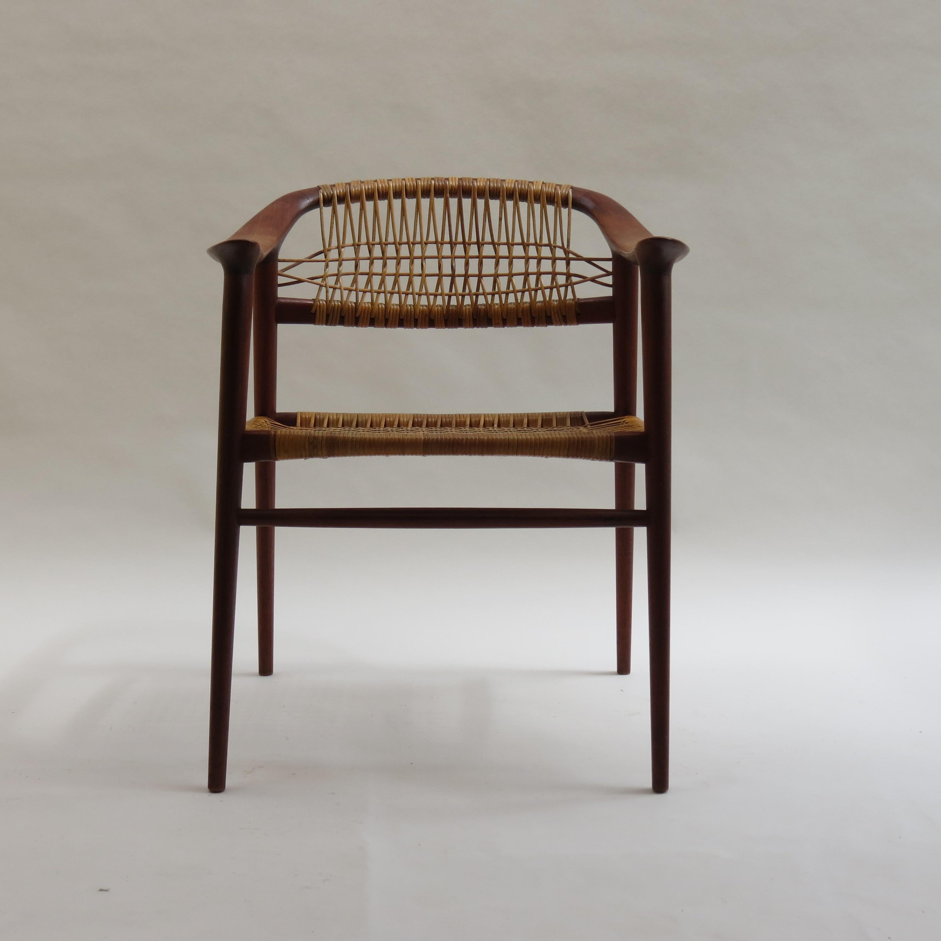 1950s Bambi Teak and Cane Dining Chair by Rolf Rastad and Adolf Relling Norway 10